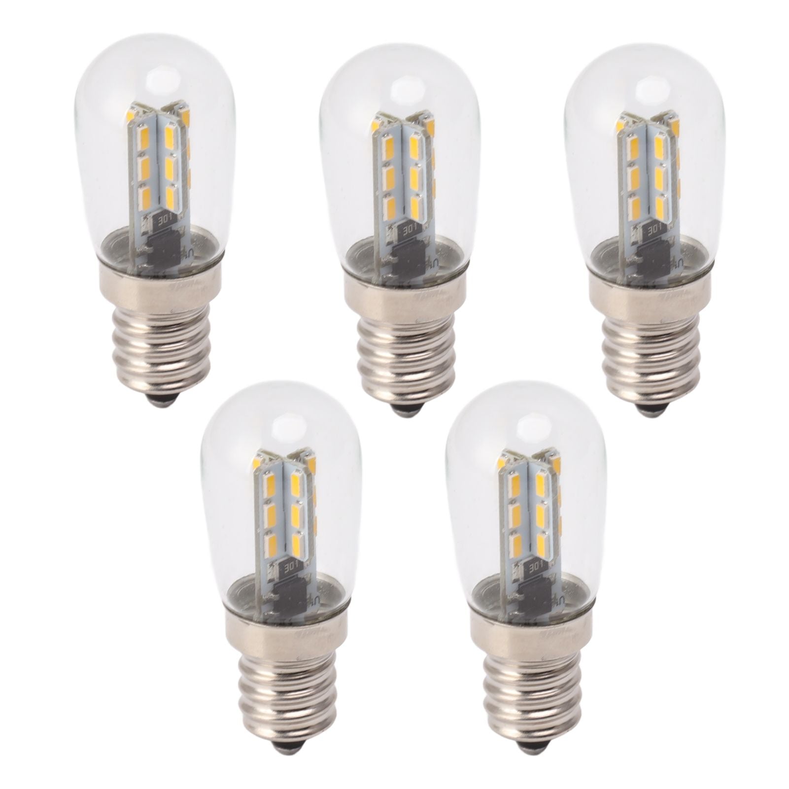 5Pcs E12 LED Bulb High Brightness 120V Fridge Lamp Bulb with 24pcs Bead for Refrigerator Warm Light