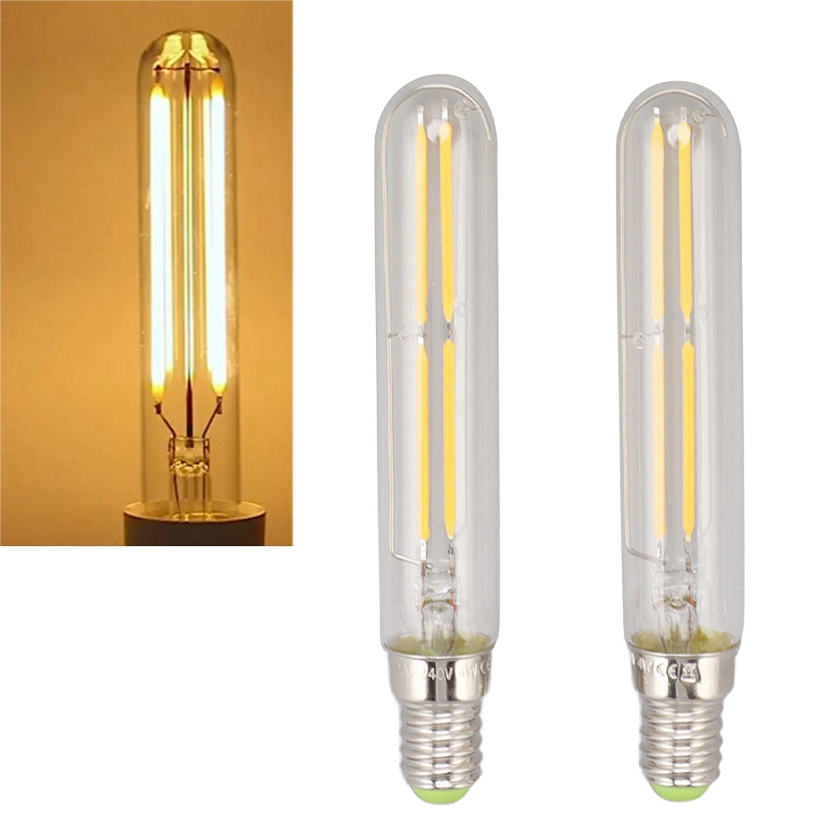 2Pcs LED Tube Bulb 4W E14 2300K Tubular Light Lamp Bulbs T20x120 220‑240V for Lighting