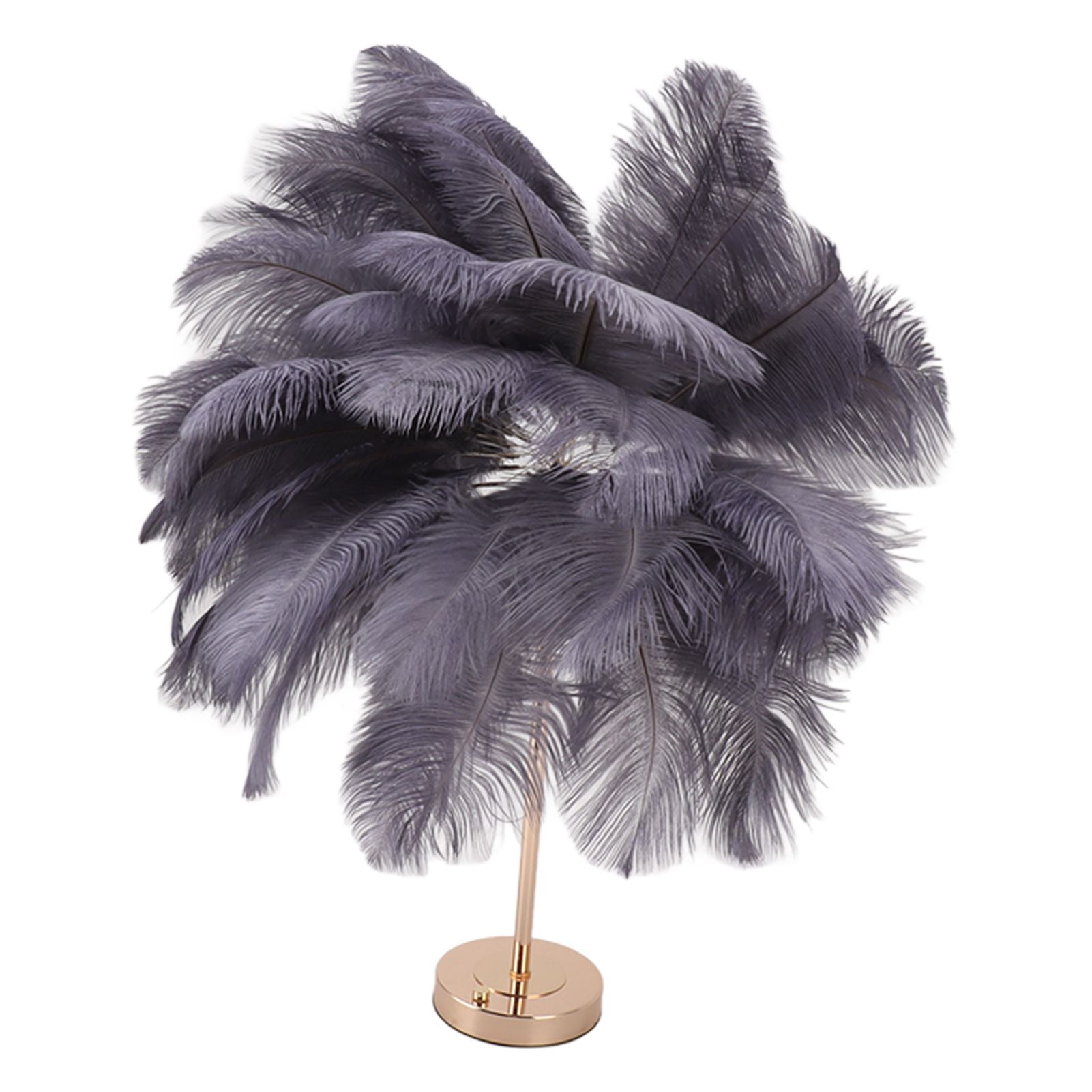 Ostrich Feather Table Lamp Rechargeable Modern Romantic Decoration Lamp Bedroom Bedside Lamp for Home Decoration Grey