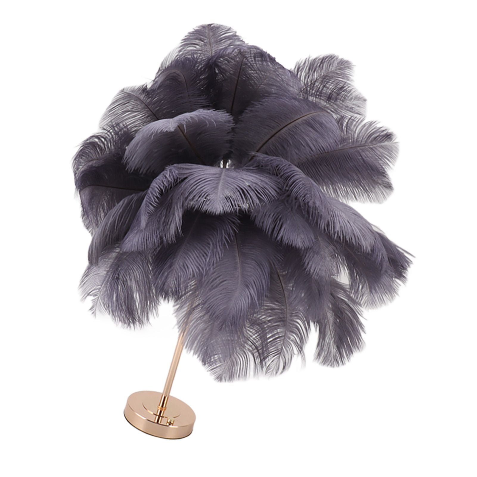 Ostrich Feather Table Lamp Rechargeable Modern Romantic Decoration Lamp Bedroom Bedside Lamp for Home Decoration Grey