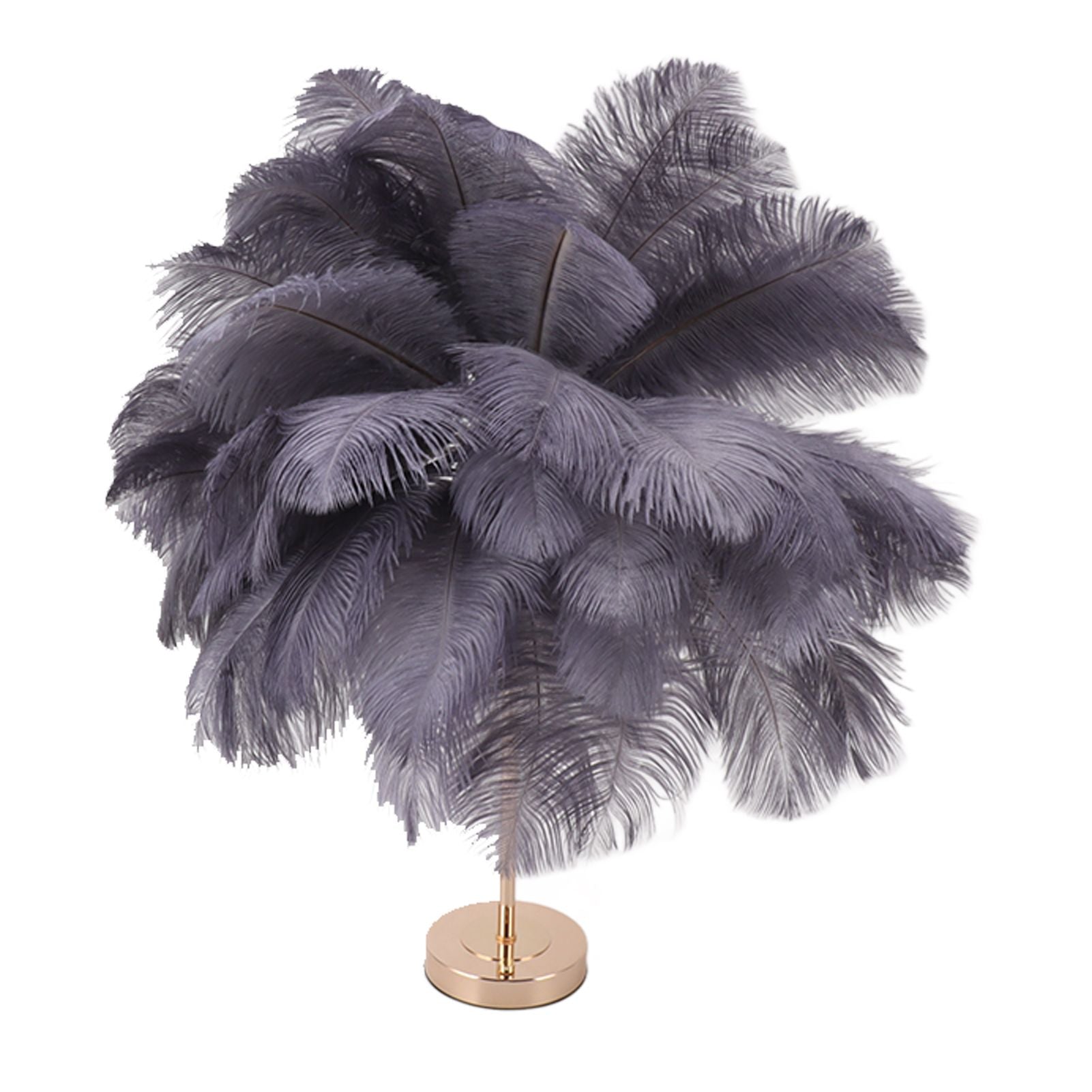 Ostrich Feather Table Lamp Rechargeable Modern Romantic Decoration Lamp Bedroom Bedside Lamp for Home Decoration Grey