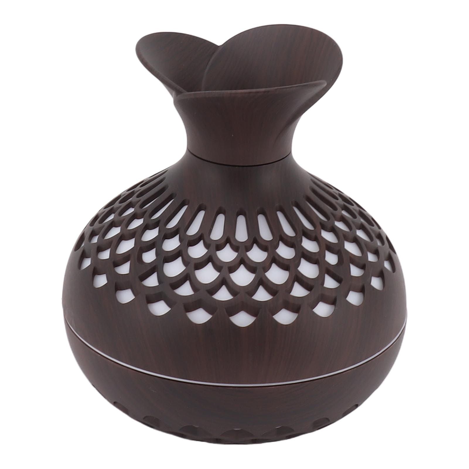 2.5W Scent Diffuser 300ml USB Powered Silent Operation Flower Vase Shape Aroma Humidifier for Offices Bedrooms Dark Brown