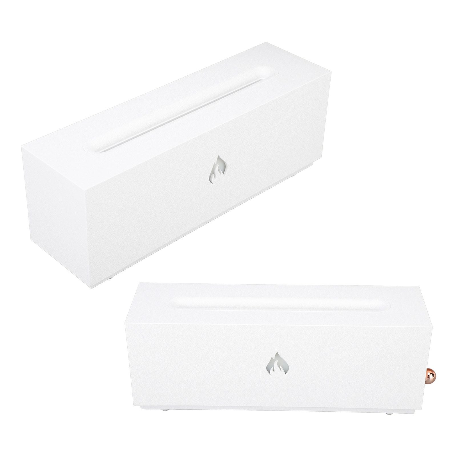Flame Air Diffuser 3D Fireplace Appearance Multi Colored Fire Automatic Power Off Protection 320ml Silent Flame Mist Air Humidifier for Bedroom Office White