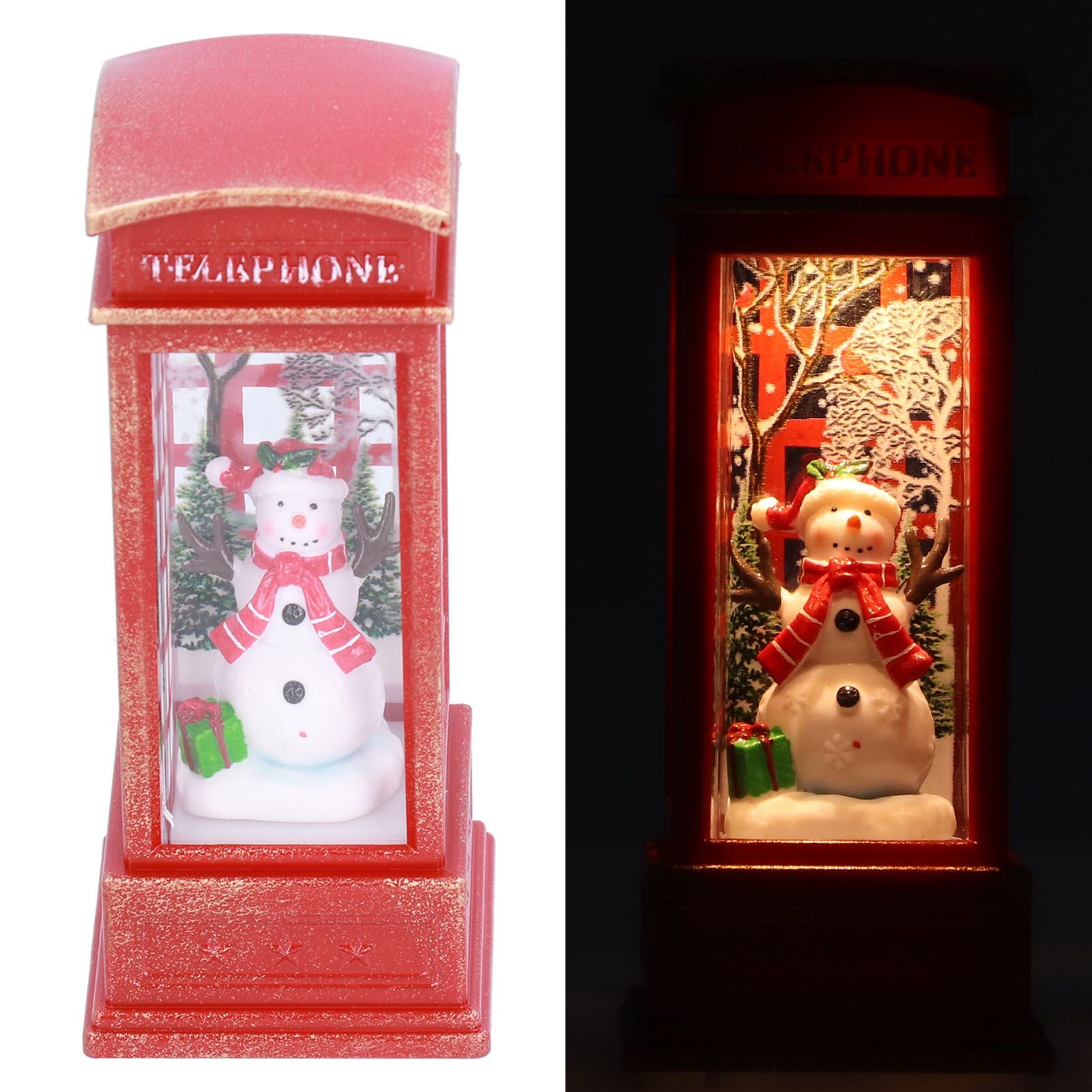 Christmas Decorations Telephone Booth Decoration Night Light Home Decoration Luminous Decoration GiftSnowman