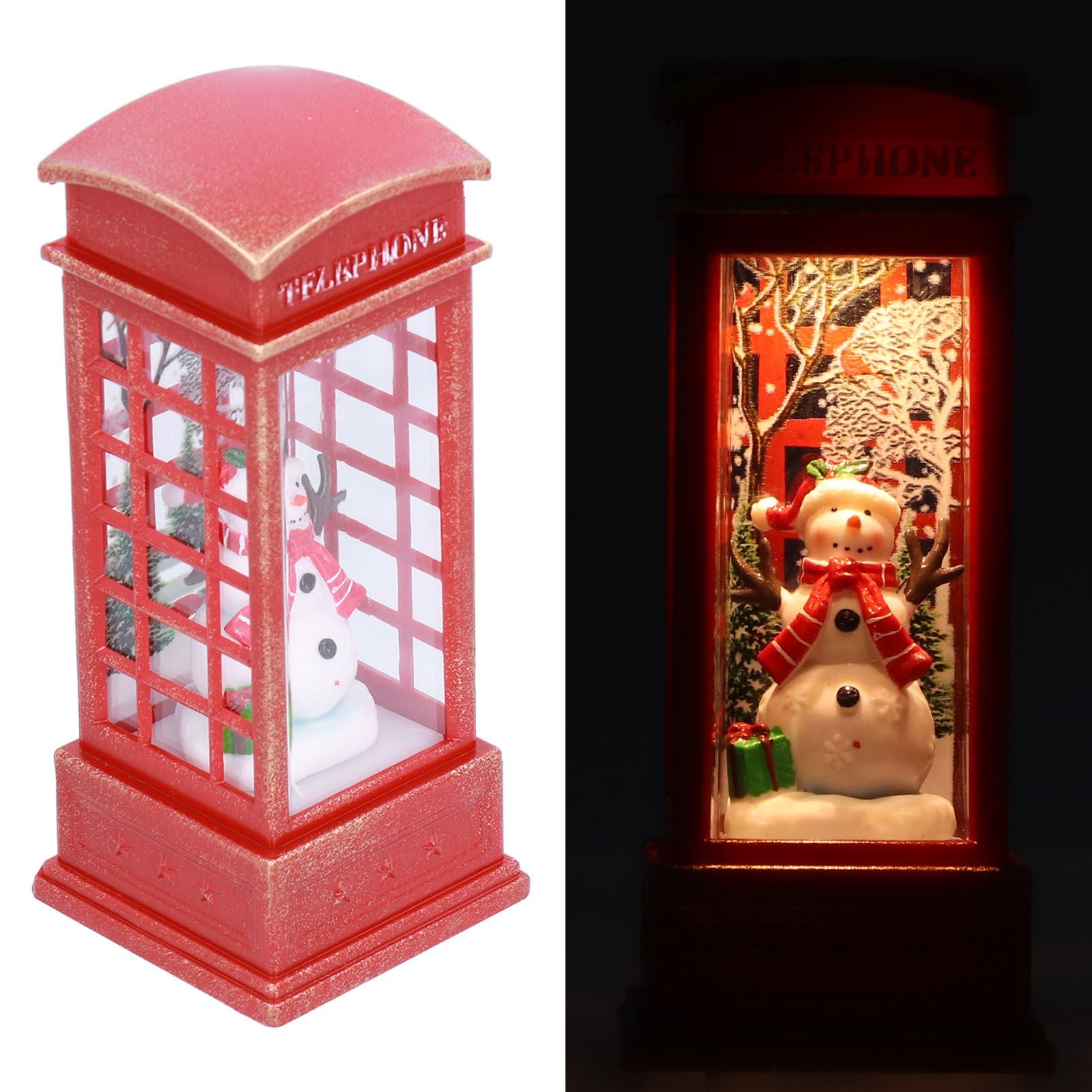 Christmas Decorations Telephone Booth Decoration Night Light Home Decoration Luminous Decoration GiftSnowman