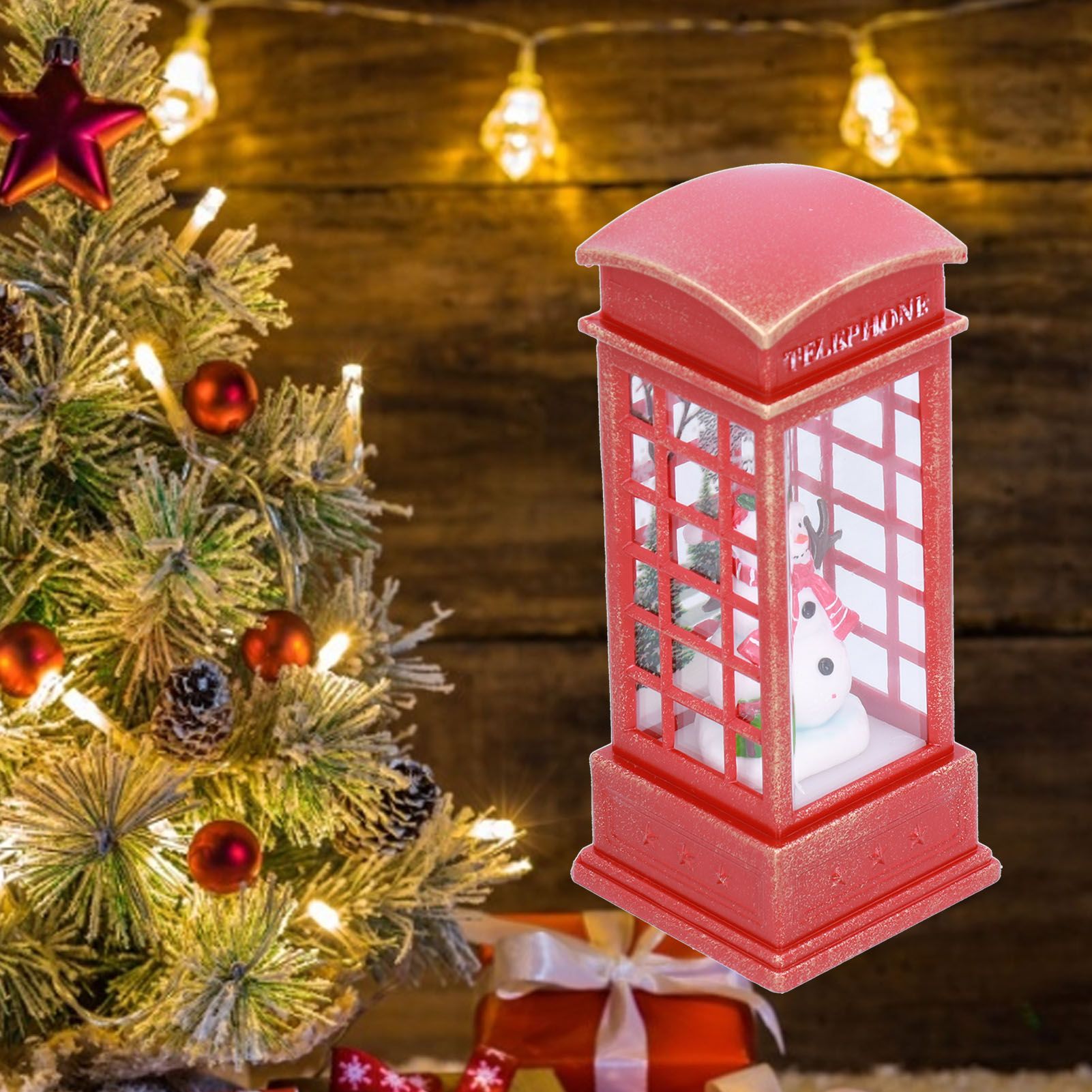 Christmas Decorations Telephone Booth Decoration Night Light Home Decoration Luminous Decoration GiftSnowman