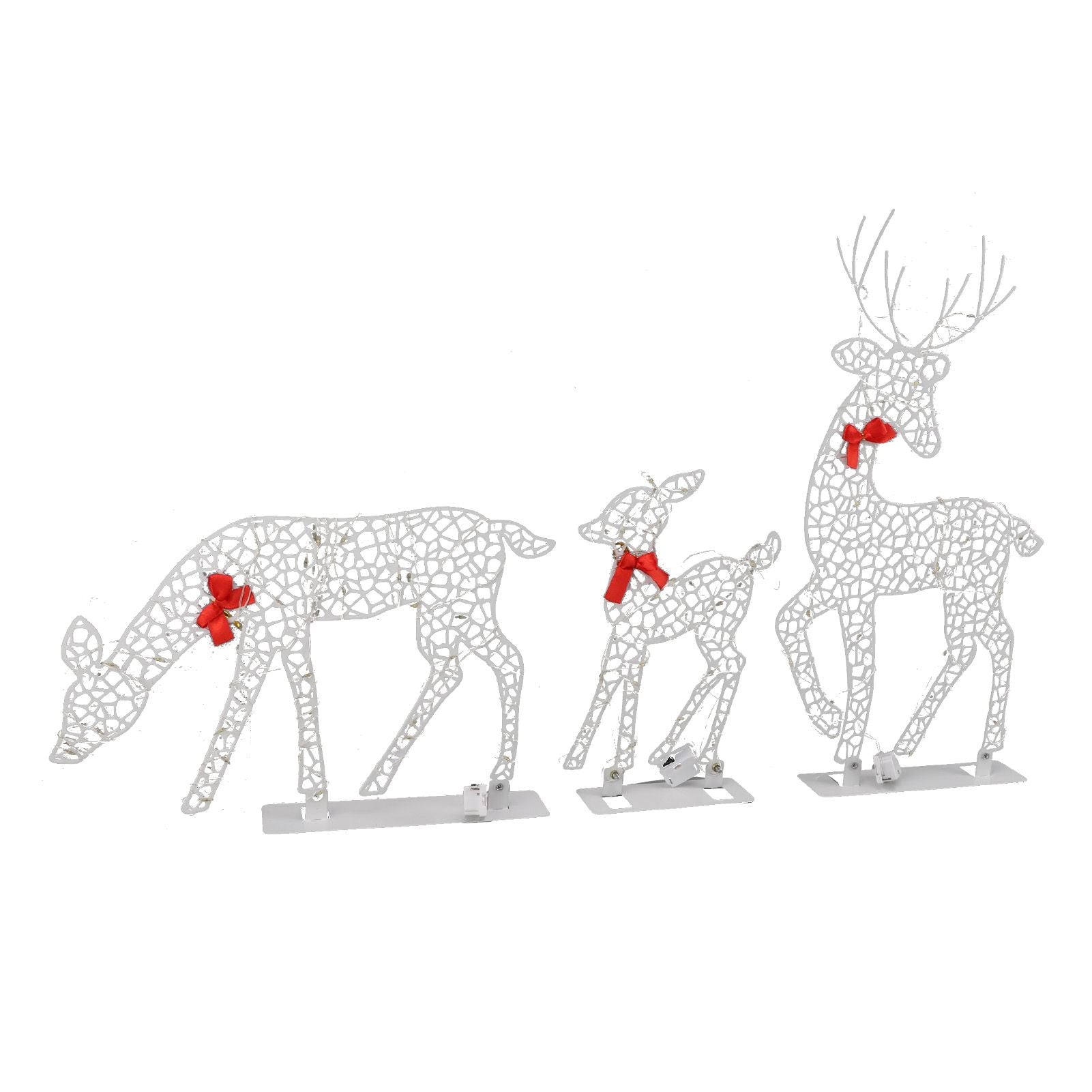 3pcs Lighted Christmas Decoration Deer Home Warm White Light Iron LED Reindeer Family Set Tabletop Decor for Outdoor Indoor Glowing Deer ‑01