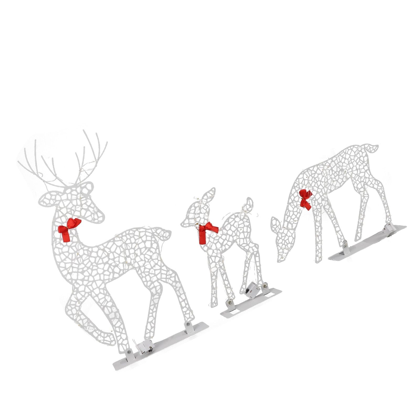 3pcs Lighted Christmas Decoration Deer Home Warm White Light Iron LED Reindeer Family Set Tabletop Decor for Outdoor Indoor Glowing Deer ‑01