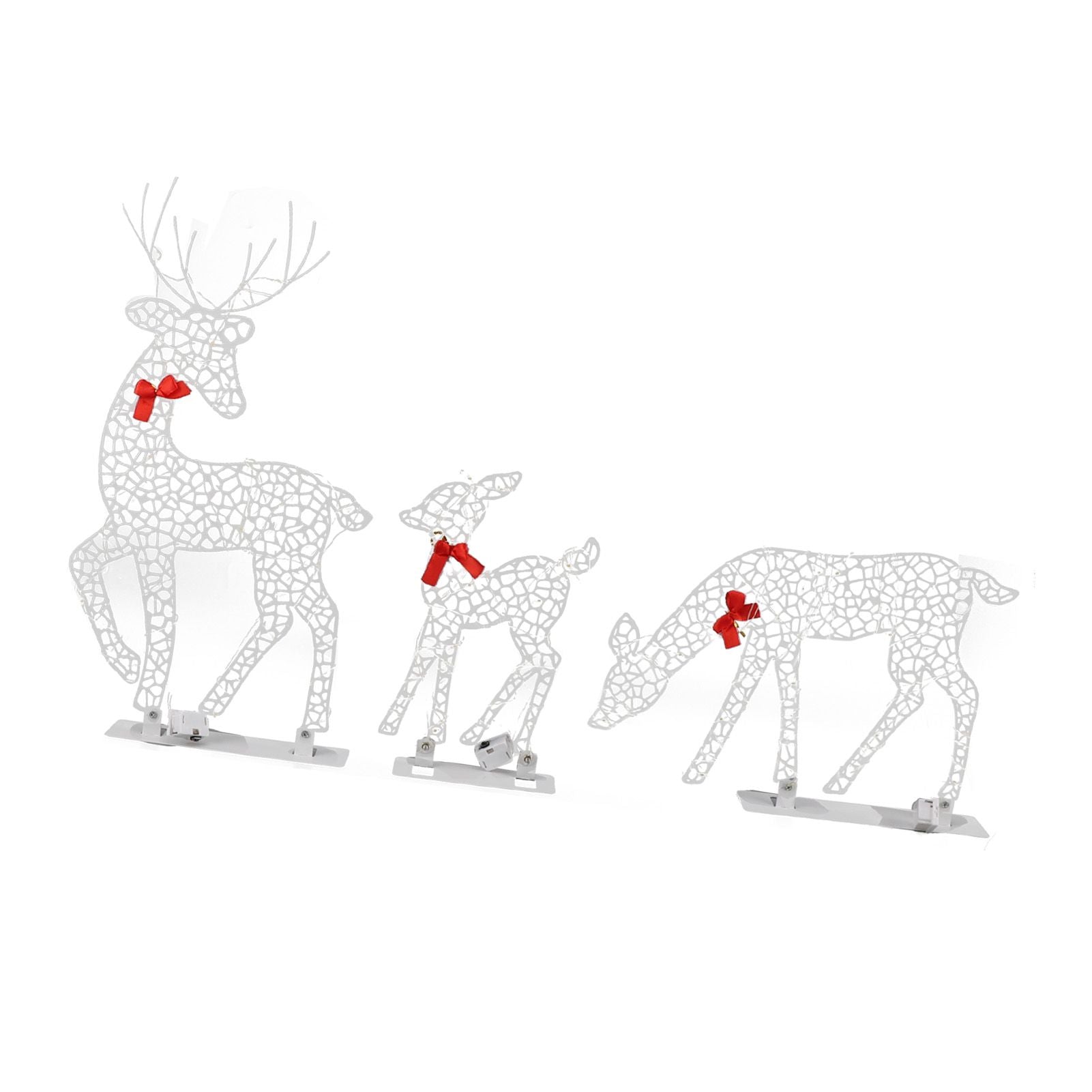 3pcs Lighted Christmas Decoration Deer Home Warm White Light Iron LED Reindeer Family Set Tabletop Decor for Outdoor Indoor Glowing Deer ‑01