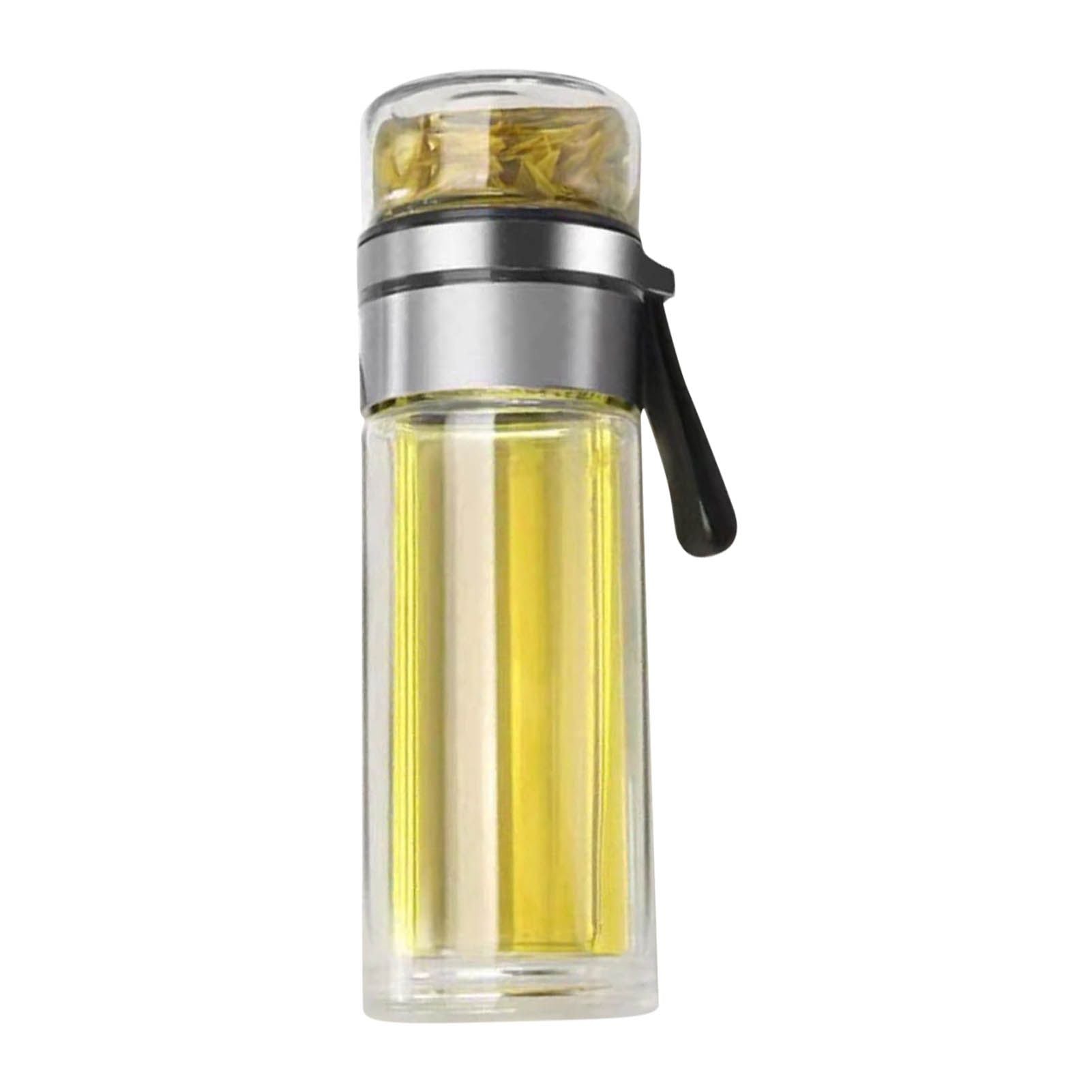 Glass Transparent Tea Bottle Portable Tea Water Bottle Tea and Water Separation Bottle Steel Color