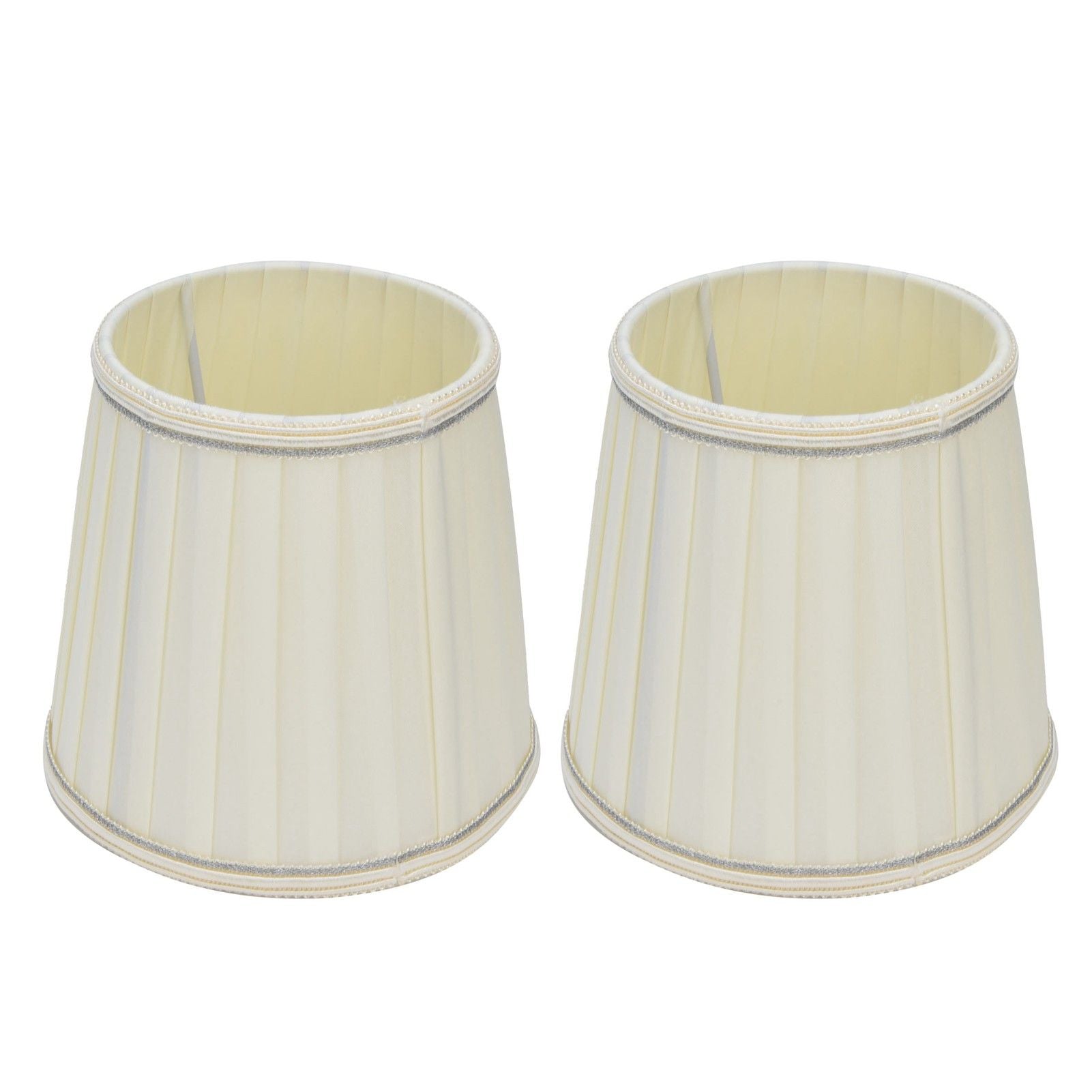 Fabric Lampshade Beige Silver Edge Craft European Style Simple Lamp Shade for E14 Screw Candlestick Lamp