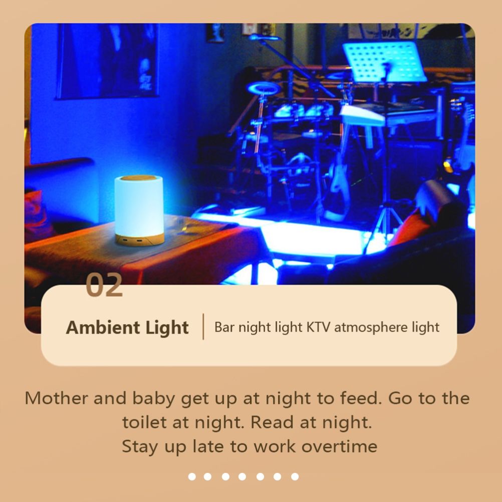 LED Touch Lamp USB Rechargeable Table Bedside Lamps Dimmable RGB Warm White Night Lights for Outdoor Living Room Bedroom Office