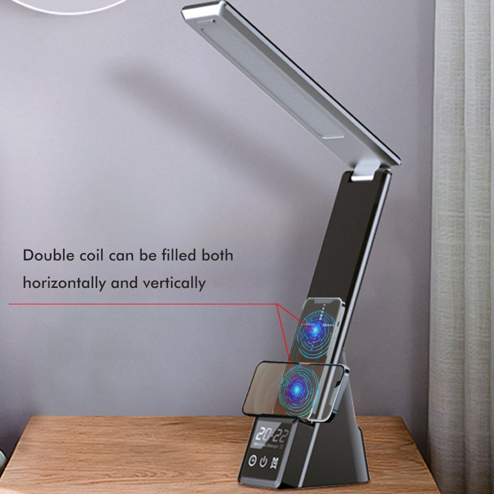 Eye Caring Desk Lamp with Wireless Charger Touch Dimming LED Table Lamps Folding Reading Light for Students