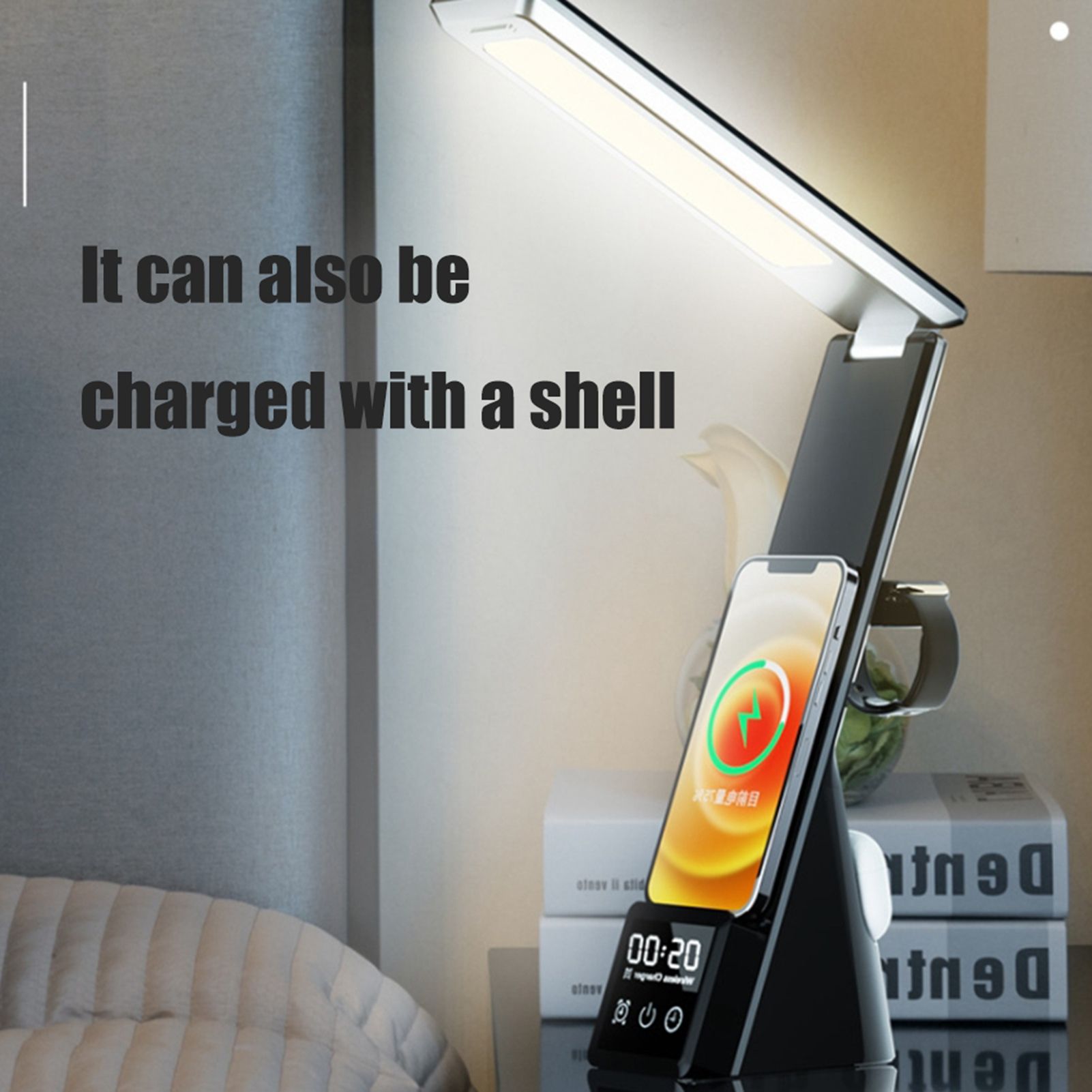 Eye Caring Desk Lamp with Wireless Charger Touch Dimming LED Table Lamps Folding Reading Light for Students