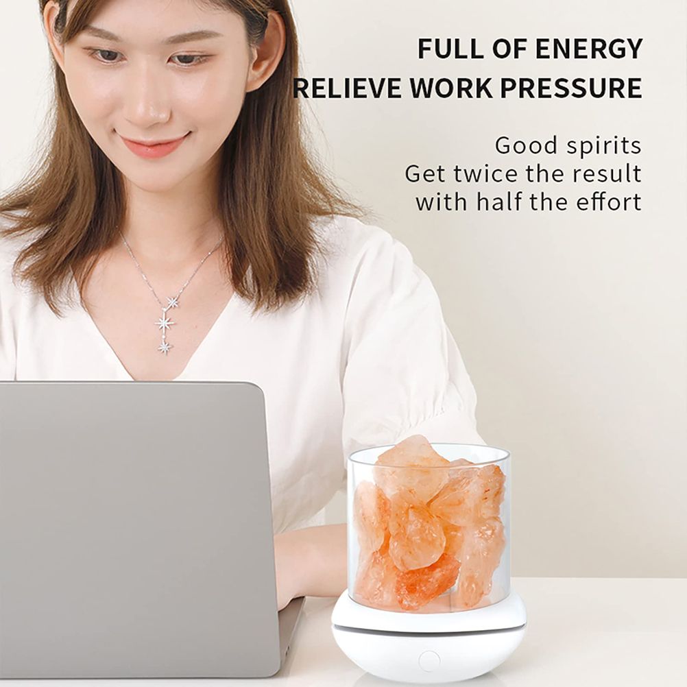 Salt Crystal Lamp Night Light USB Aroma Diffuser Salt Lamp Colorful Salt Crystal Lamp Fragrance Oil Diffuser for Office Yoga Bedroom
