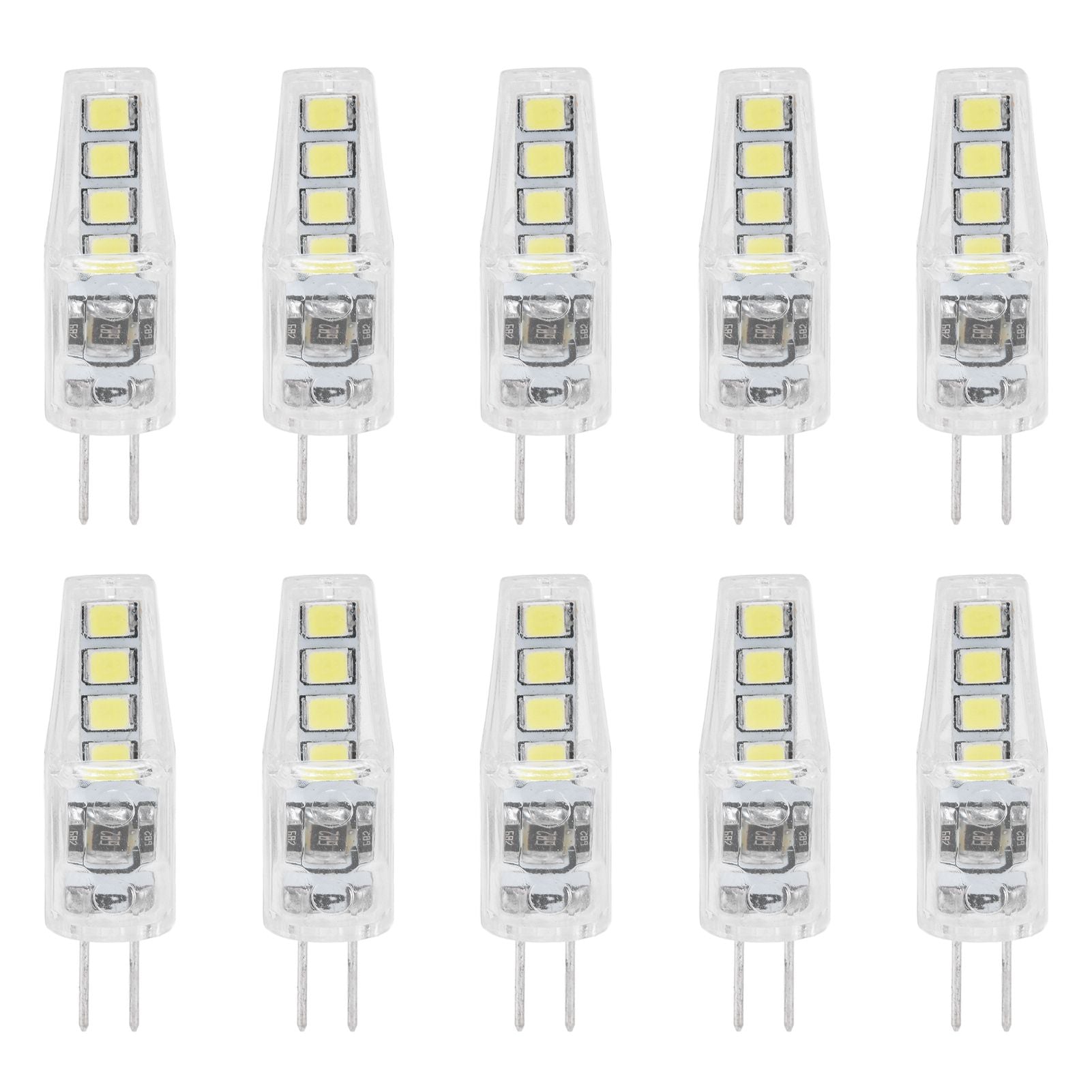 10Pcs G4 8LED Light 2835 Lamp Chips 2W 360 Angle PC Lamp Bulb for Home Office 220VWhite Light