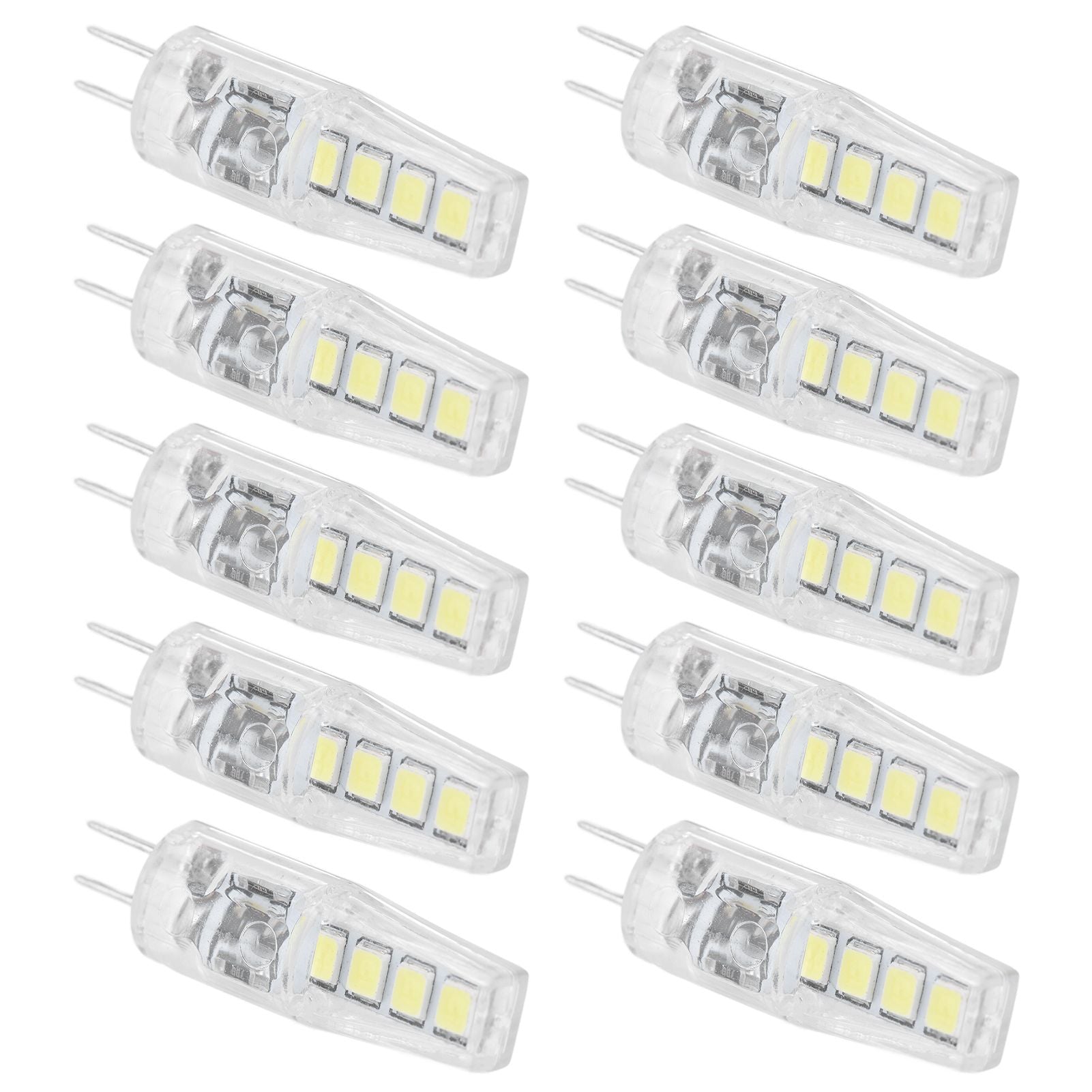 10Pcs G4 8LED Light 2835 Lamp Chips 2W 360 Angle PC Lamp Bulb for Home Office 220VWhite Light