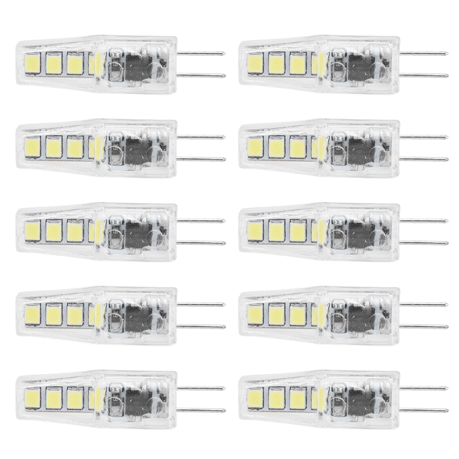 10Pcs G4 8LED Light 2835 Lamp Chips 2W 360 Angle PC Lamp Bulb for Home Office 220VWhite Light