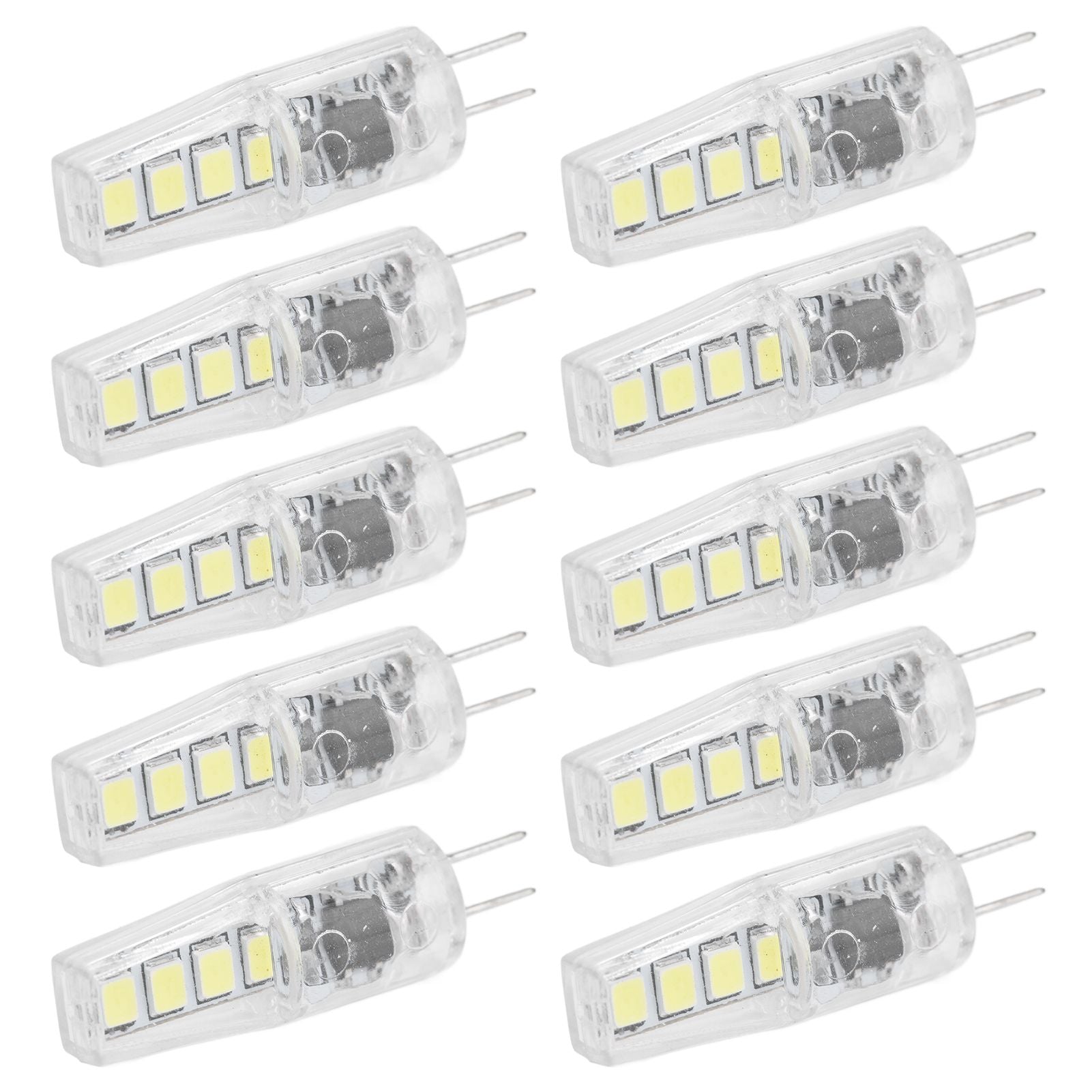 10Pcs G4 8LED Light 2835 Lamp Chips 2W 360 Angle PC Lamp Bulb for Home Office 220VWhite Light