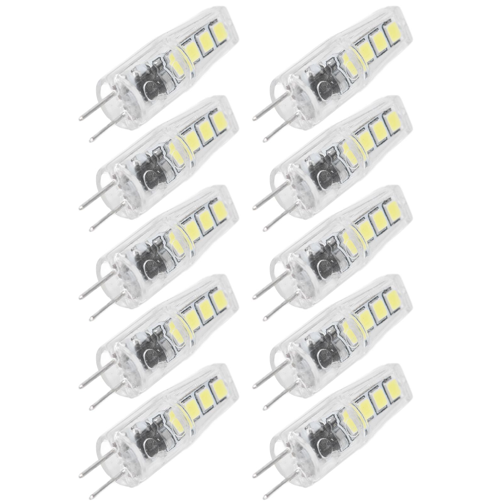 10Pcs G4 8LED Light 2835 Lamp Chips 2W 360 Angle PC Lamp Bulb for Home Office 220VWhite Light