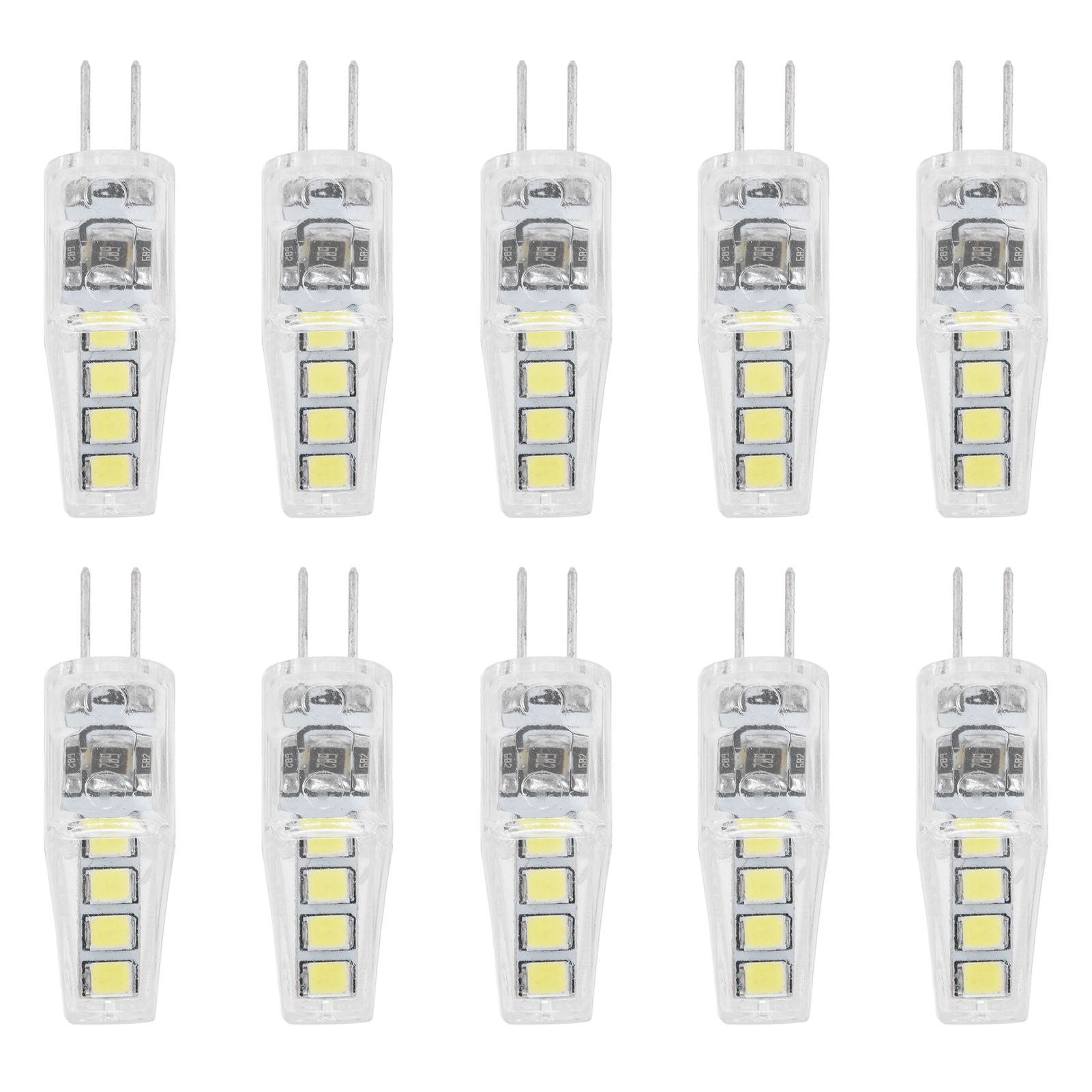 10Pcs G4 8LED Light 2835 Lamp Chips 2W 360 Angle PC Lamp Bulb for Home Office 220VWhite Light