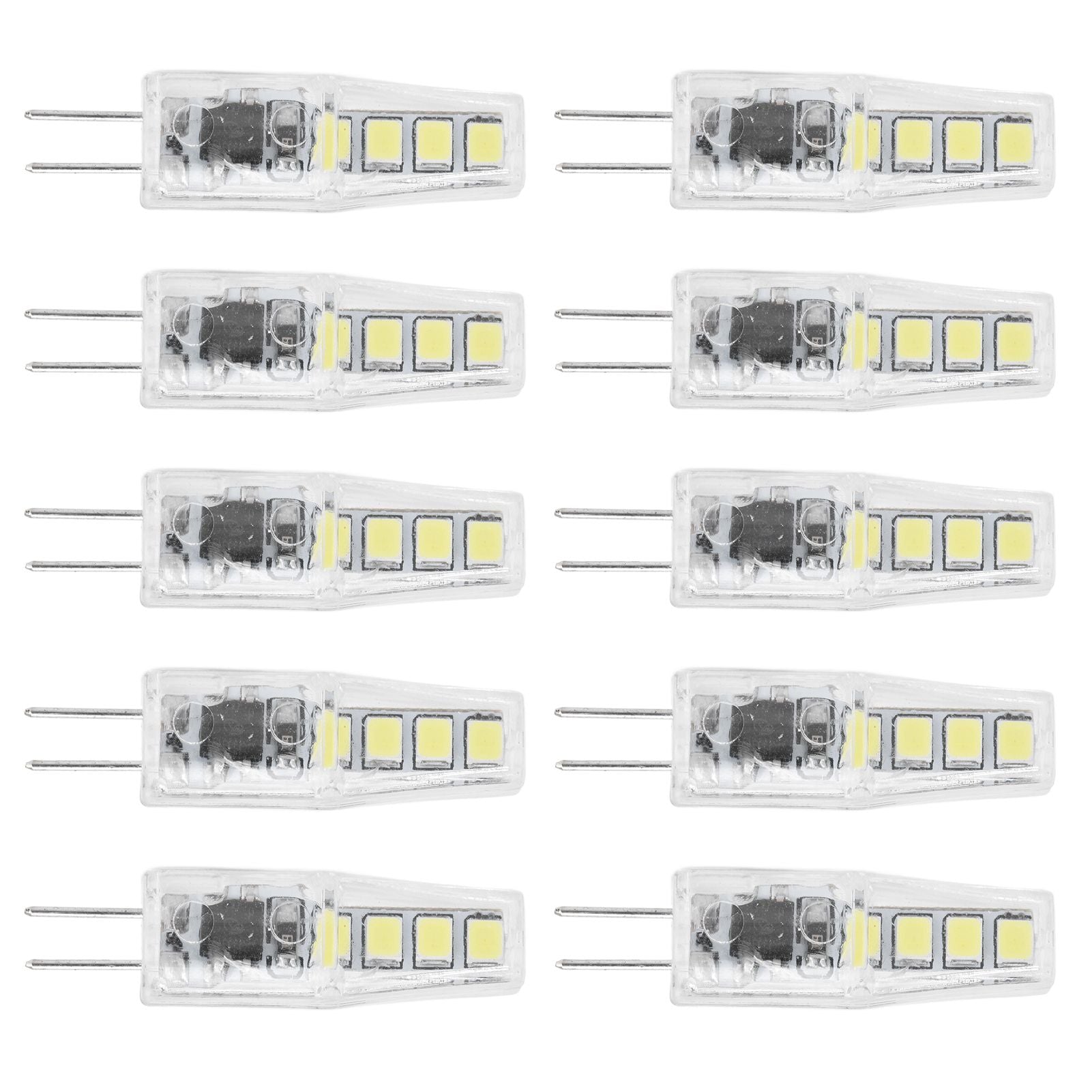 10Pcs G4 8LED Light 2835 Lamp Chips 2W 360 Angle PC Lamp Bulb for Home Office 220VWhite Light