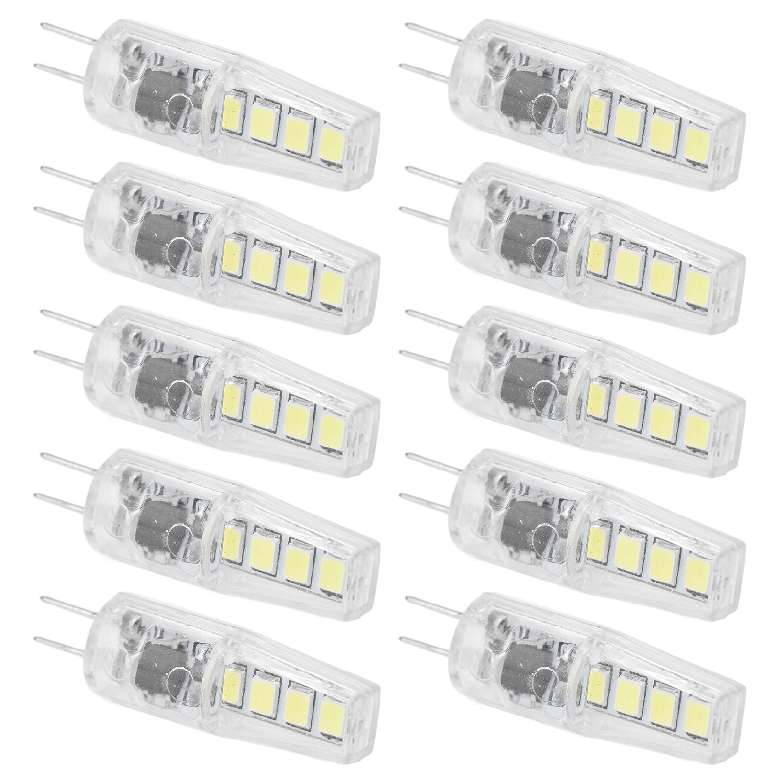 10Pcs G4 8LED Light 2835 Lamp Chips 2W 360 Angle PC Lamp Bulb for Home Office 220VWhite Light