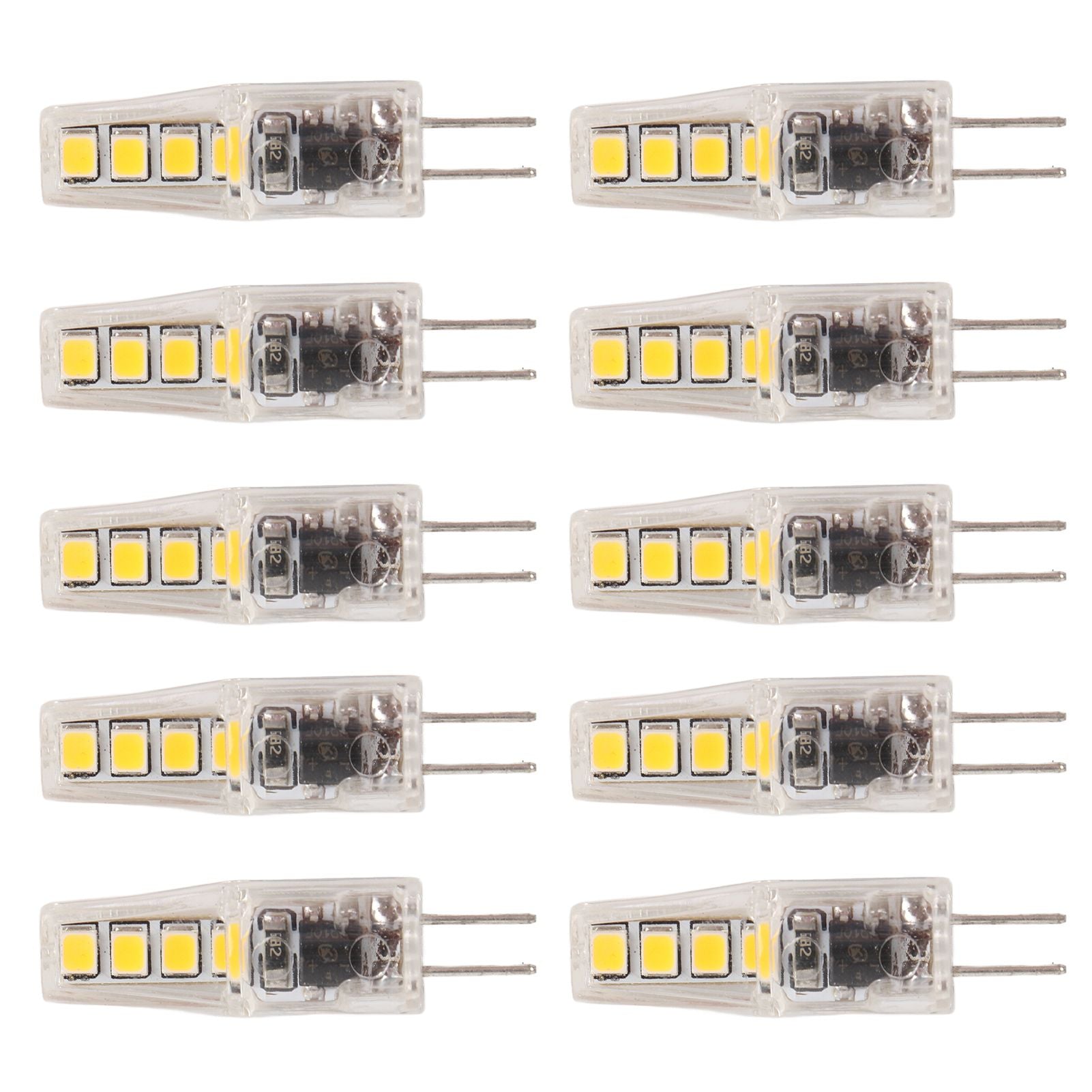 10Pcs G4 8LED Light 2835 Lamp Chips 2W 360 Angle PC Lamp Bulb for Home Office 220VWarm Light
