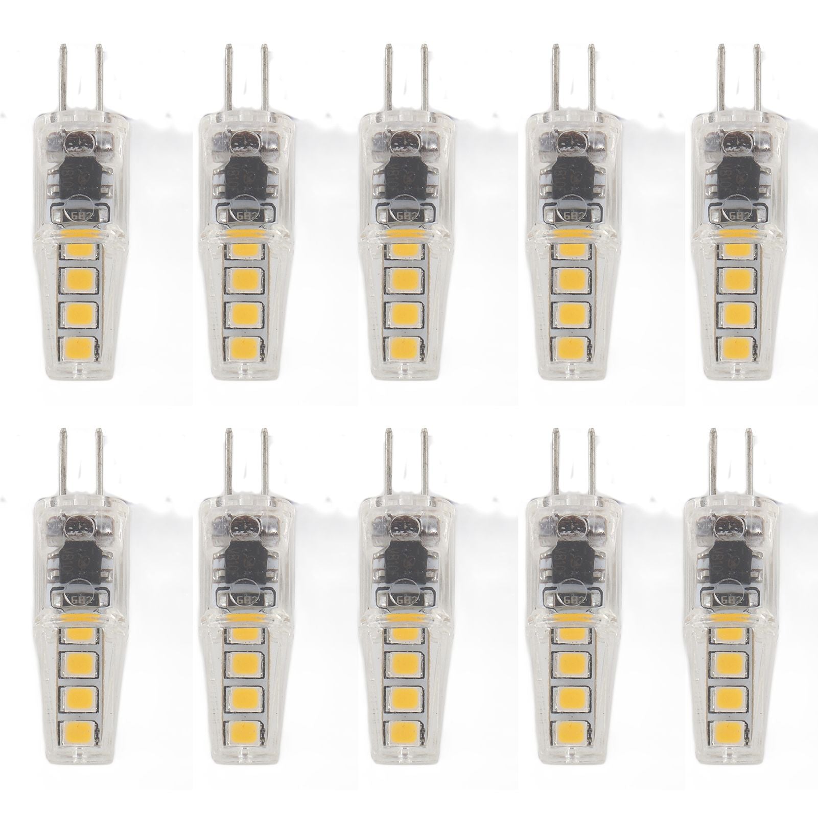 10Pcs G4 8LED Light 2835 Lamp Chips 2W 360 Angle PC Lamp Bulb for Home Office 220VWarm Light