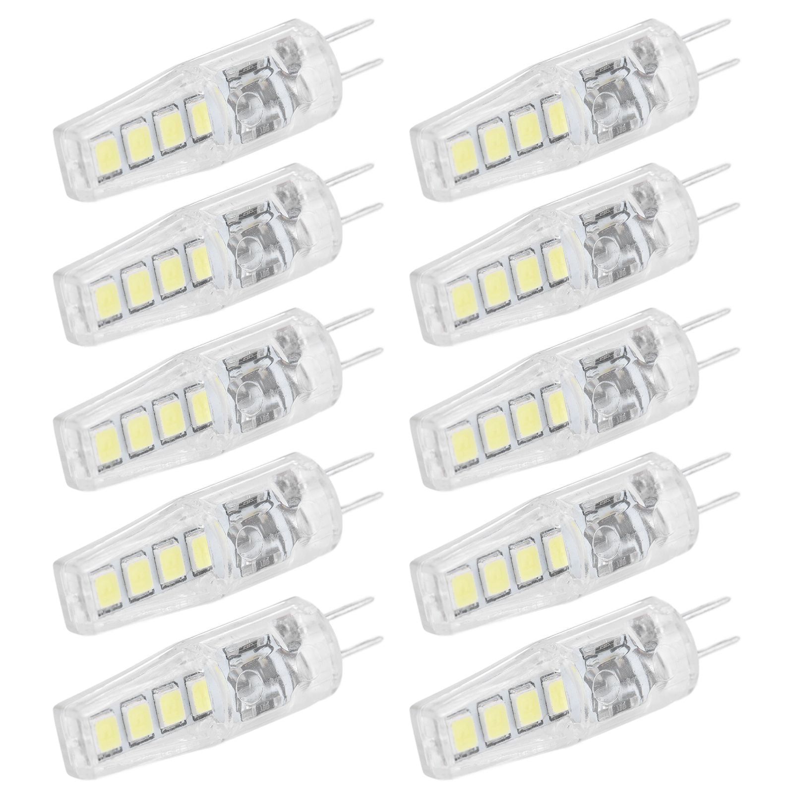 10Pcs G4 8LED Light 2835 Lamp Chips 2W 360 Angle PC Lamp Bulb for Home Office 220VWarm Light