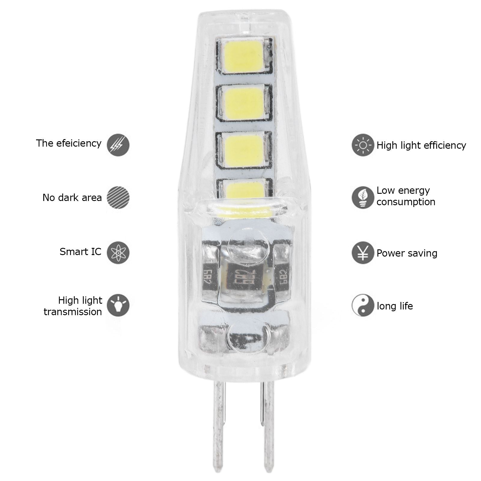 10Pcs G4 8LED Light 2835 Lamp Chips 2W 360 Angle PC Lamp Bulb for Home Office 220VWarm Light