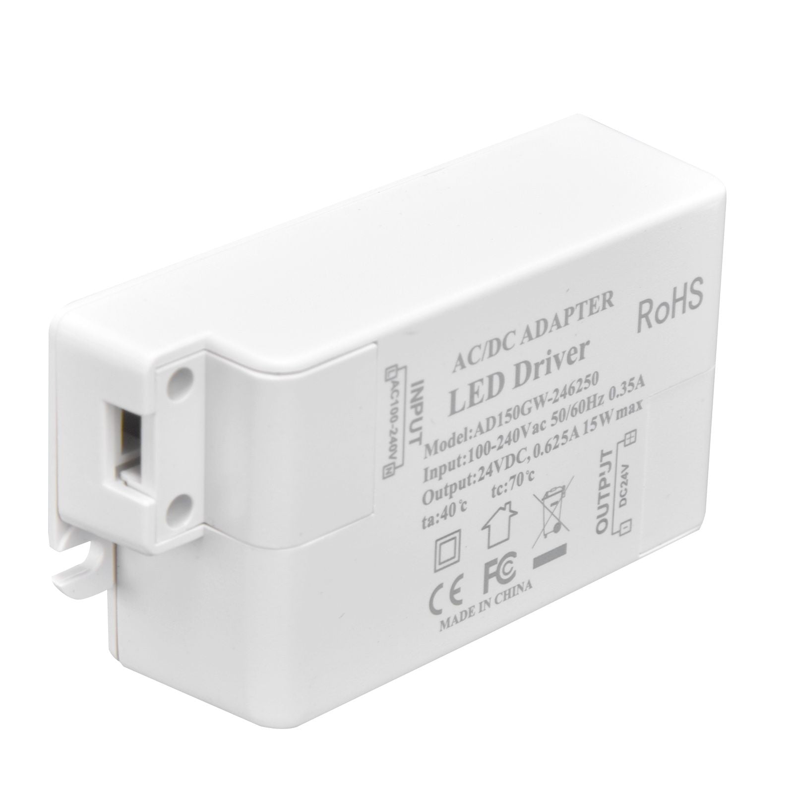 LED Driver DC24V 0.625A 15W DIY Lamp Low Voltage LED Driver Transformer AC 100‑240V