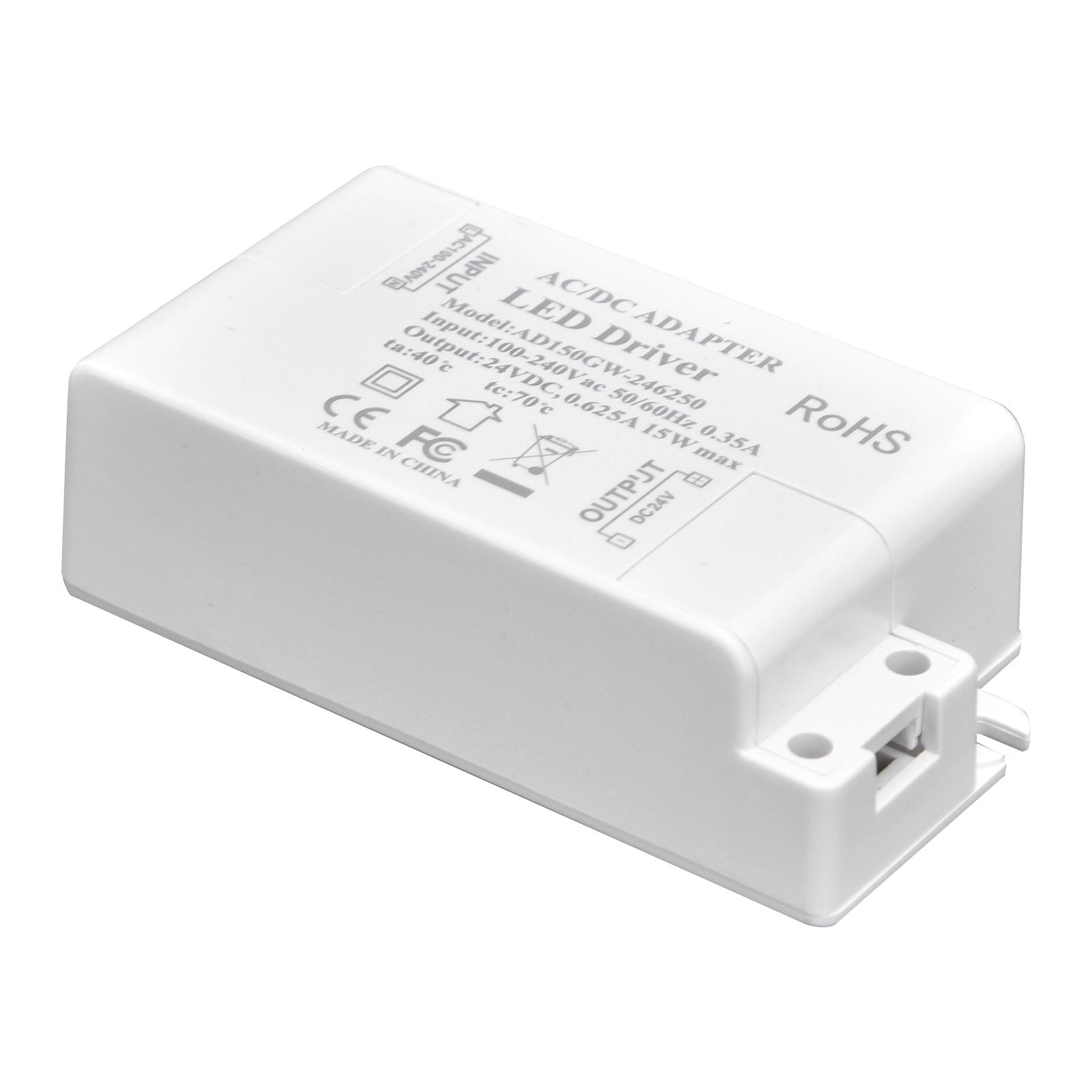 LED Driver DC24V 0.625A 15W DIY Lamp Low Voltage LED Driver Transformer AC 100‑240V