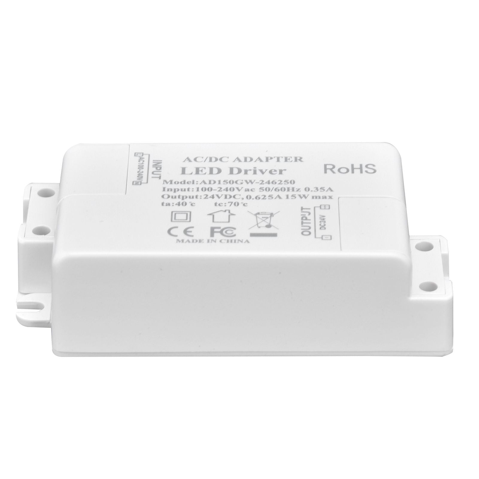 LED Driver DC24V 0.625A 15W DIY Lamp Low Voltage LED Driver Transformer AC 100‑240V
