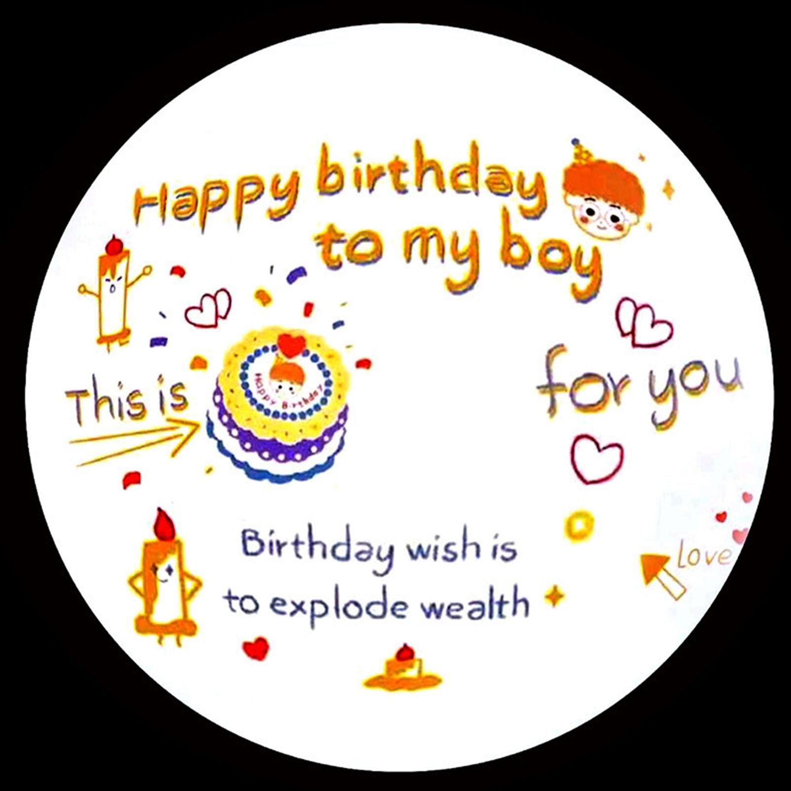 Happy Birthday Projector Mini Birthday Projection Lamp Portable Kids Projection Light for HouseholdRound 2 Pink