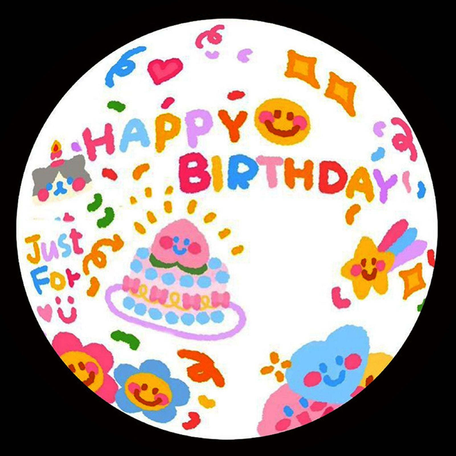 Happy Birthday Projector Mini Birthday Projection Lamp Portable Kids Projection Light for HouseholdRound 3 Pink