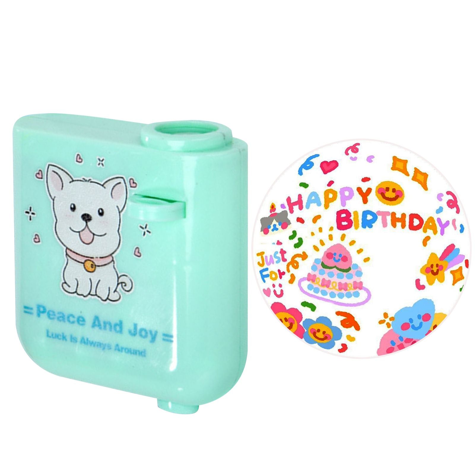 Happy Birthday Projector Mini Birthday Projection Lamp Portable Kids Projection Light for HouseholdRound 3 Green