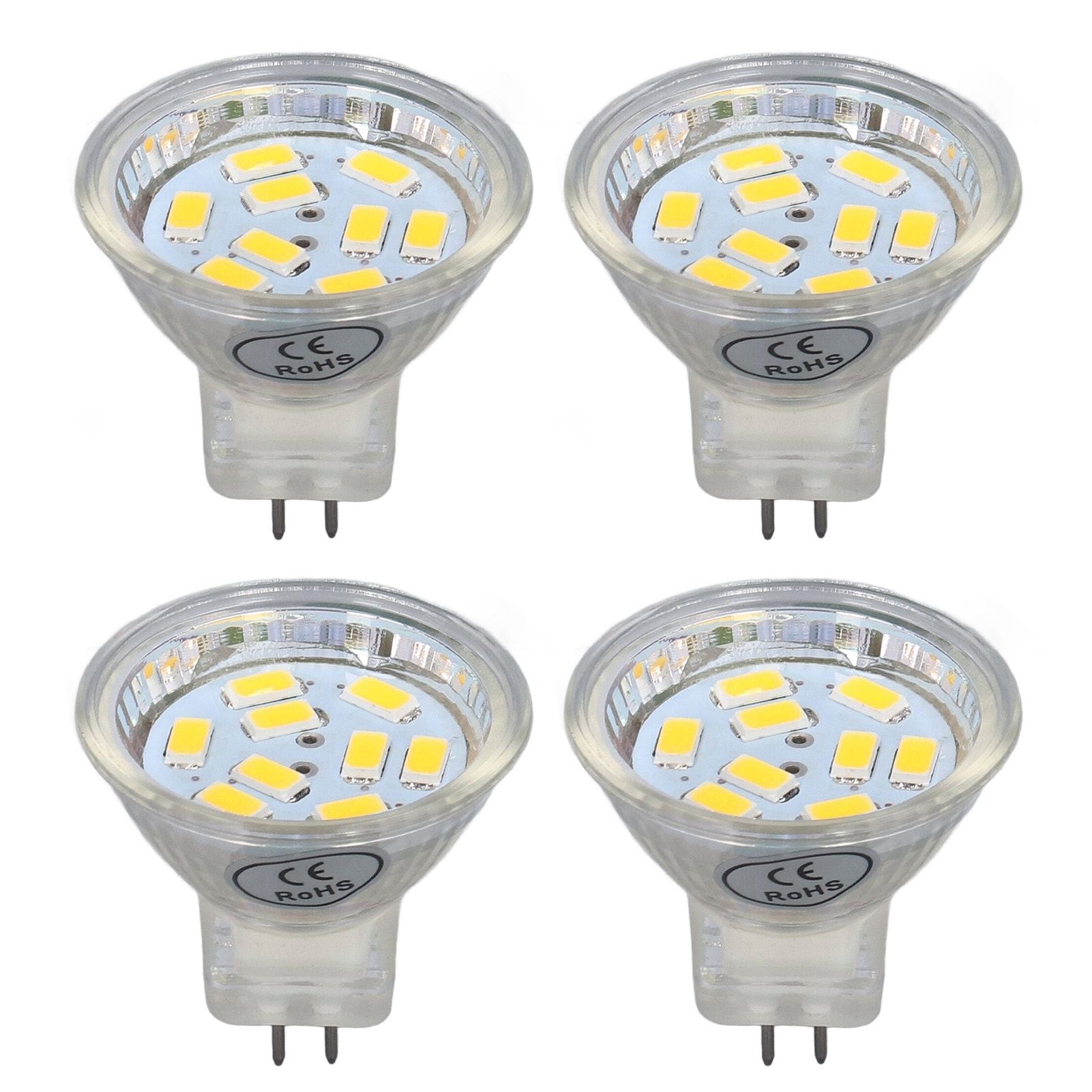 4Pcs MR11 LED Bulb 3W 300lm Bulb with 9 Beads Double Pin Base for Spotlight Landscape LampWarm White Light