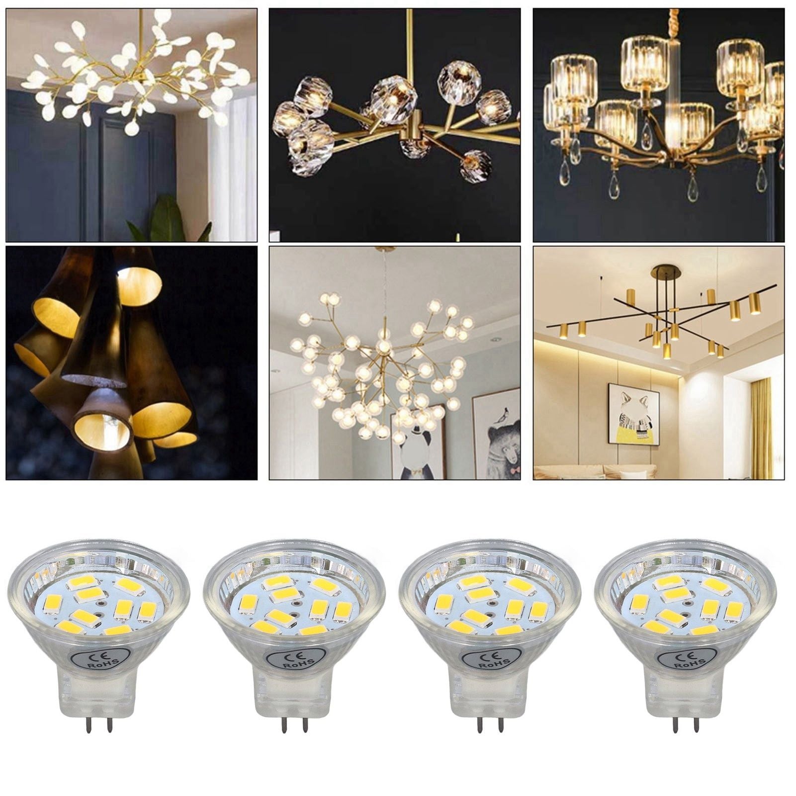 4Pcs MR11 LED Bulb 3W 300lm Bulb with 9 Beads Double Pin Base for Spotlight Landscape LampWarm White Light