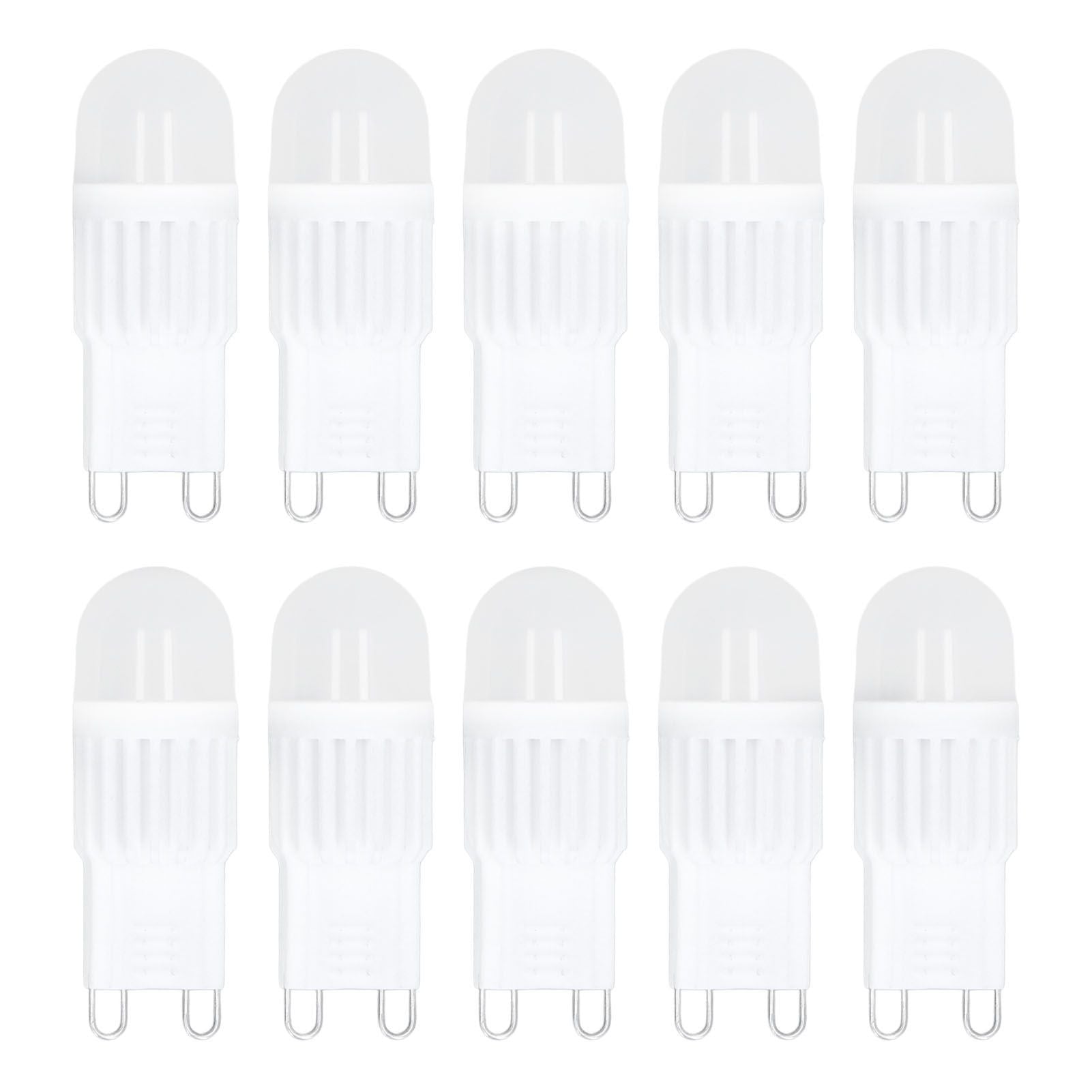10pcs G9 Bulb Dimmable 2W 500lm G9 LED Bulb 30W Halogen Equivalent for Chandelier Ceiling Light Wall Lamp 220VWhite Light