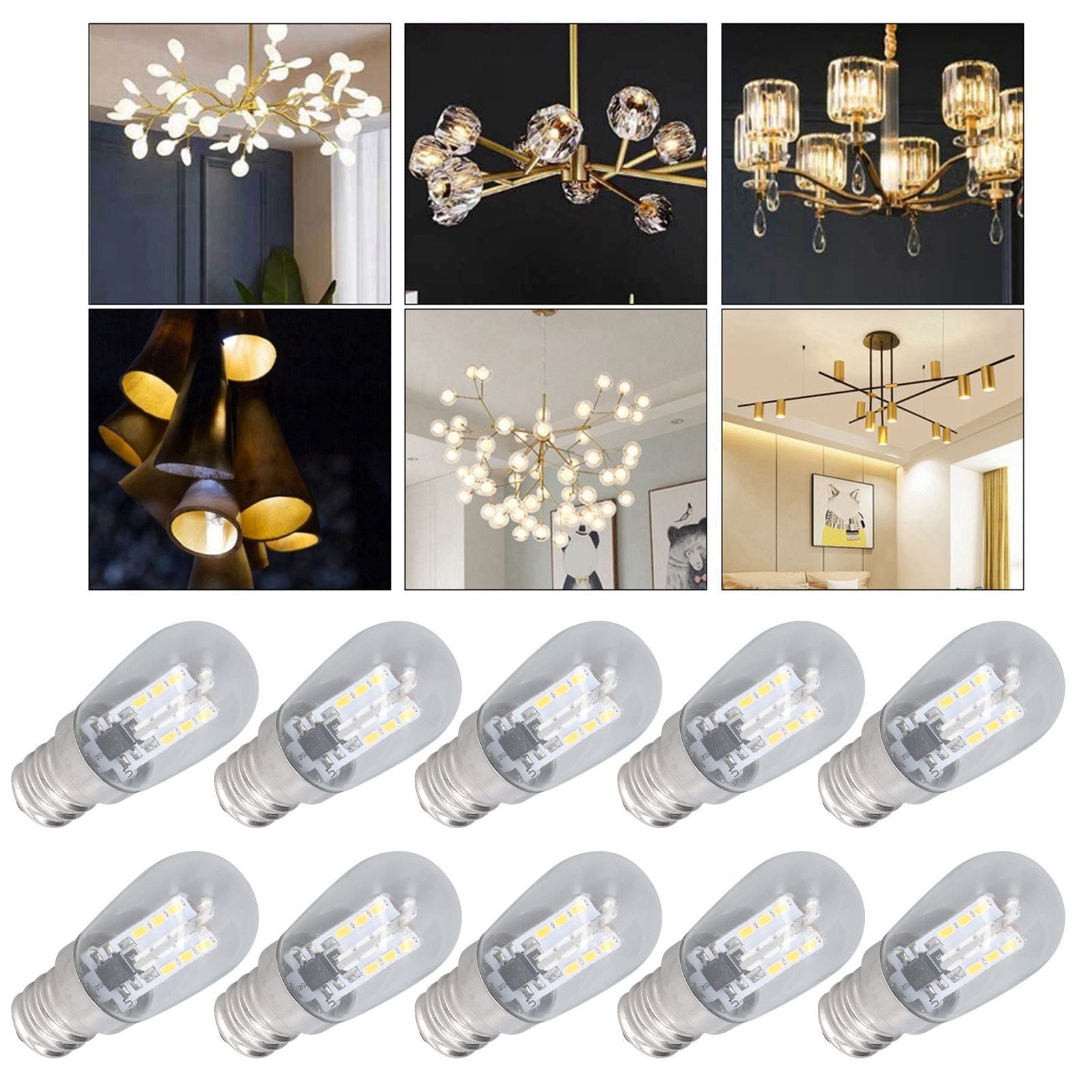 10PCS LED E12 Light Bulb Glass Small Ceiling Lamp Bulb 500LM Wall Lamp Bulb for Bedroom Office 220V