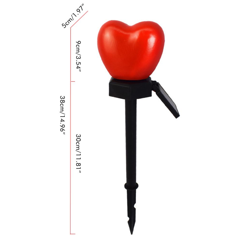 Outdoor Solar Garden Stake Lights Waterproof Solar Red Heart Shaped Pathway Lamps Landscape Lamp for Garden Lawn Decor