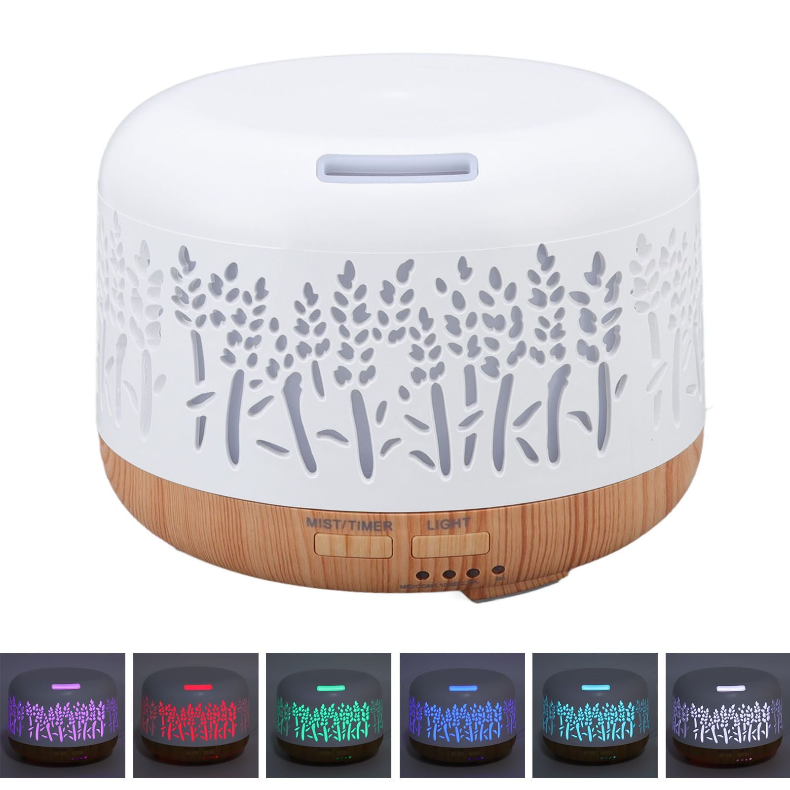 Desktop Humidifier 300ml Wood Grain Design Low Noise Aromatherapy Humidifier with LED Color Light 100‑240V AU Plug