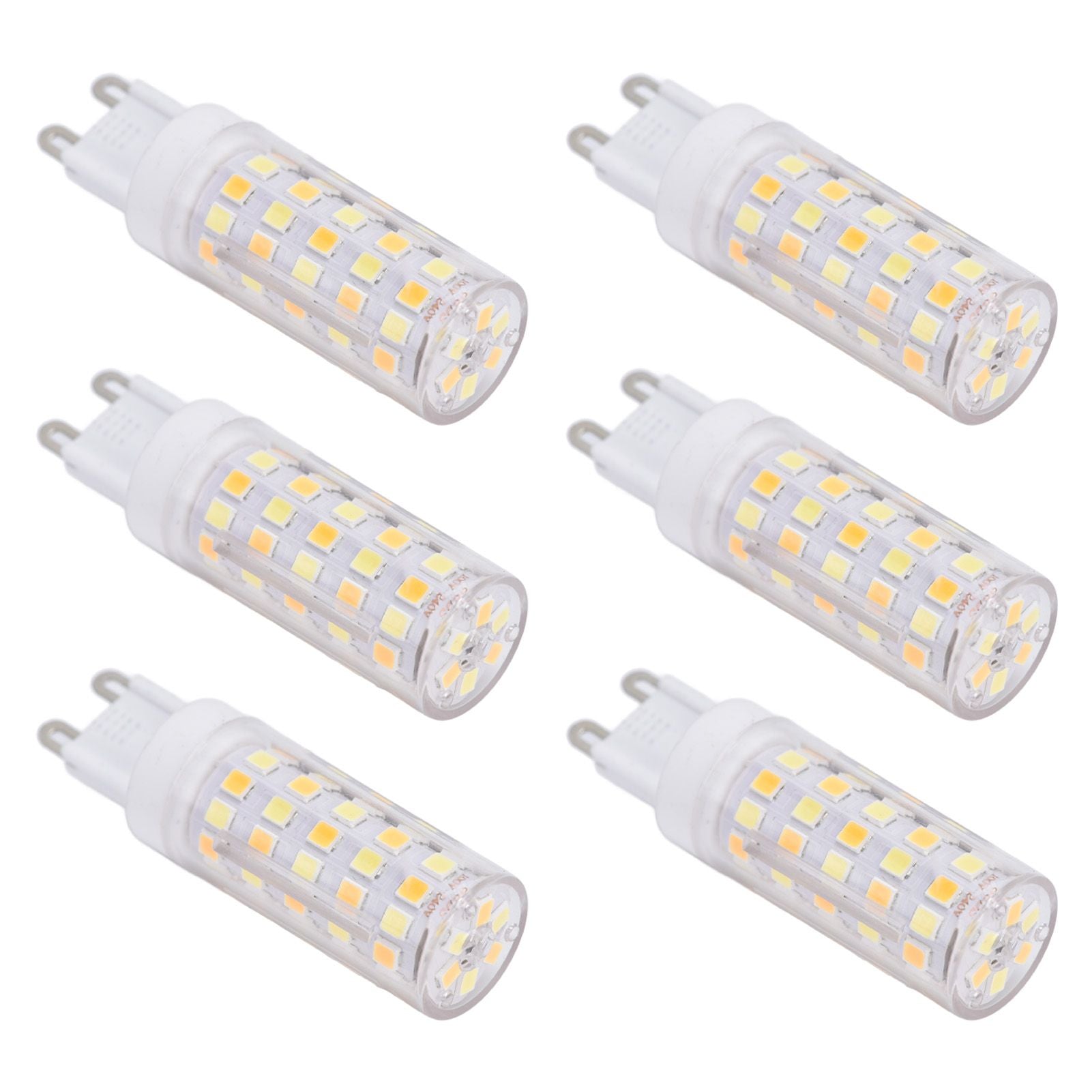 6PCS 66LED G9 Light Bulb 9W 85‑265V Small Ceiling Lamp Bulb 3 Light Color Wall Lamp Bulb for Home