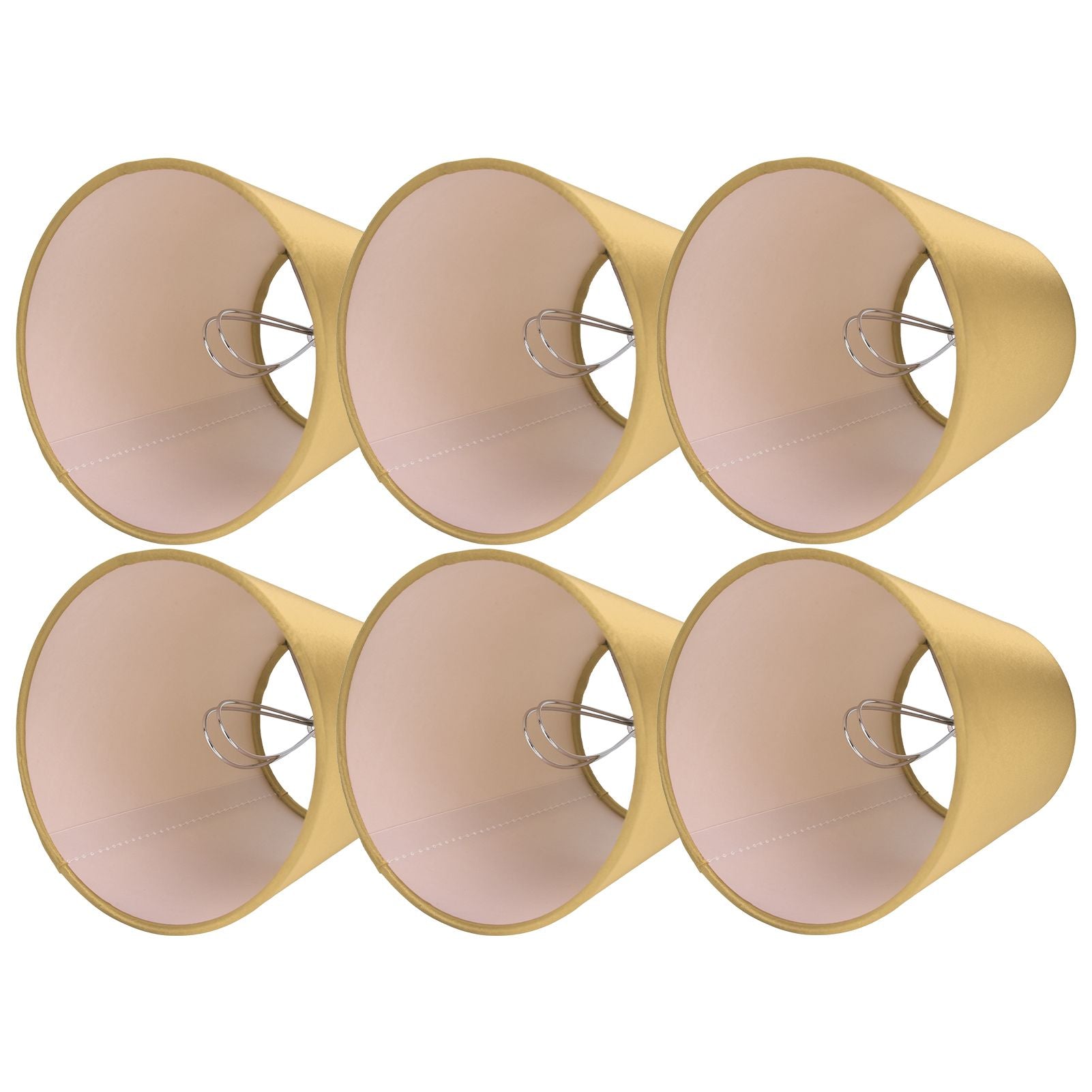 6PCS E14 Lamp Shade Fabric Lampshade Table Lamp Ceiling Lamp Shade for Bedroom Living RoomGold PX153