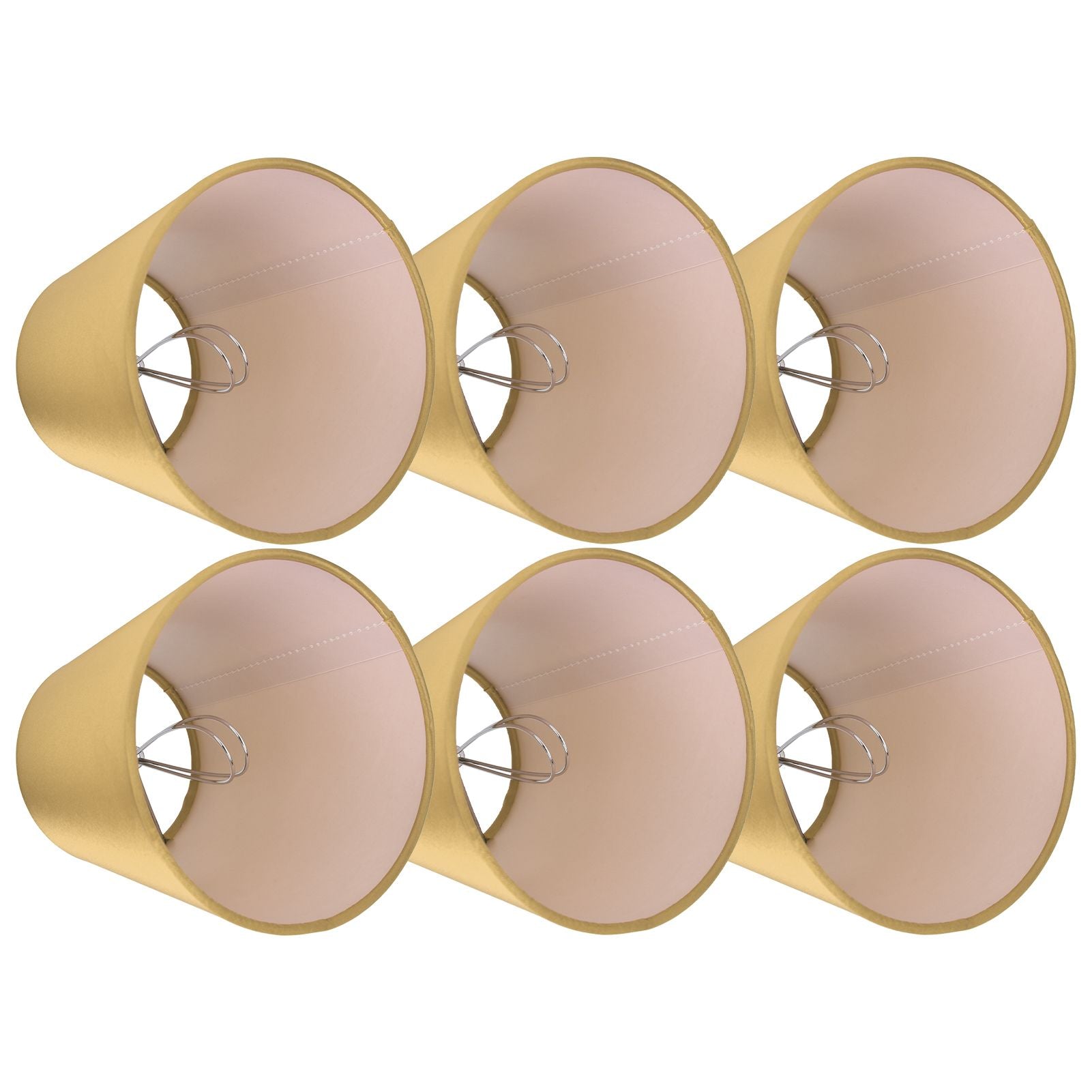 6PCS E14 Lamp Shade Fabric Lampshade Table Lamp Ceiling Lamp Shade for Bedroom Living RoomGold PX153