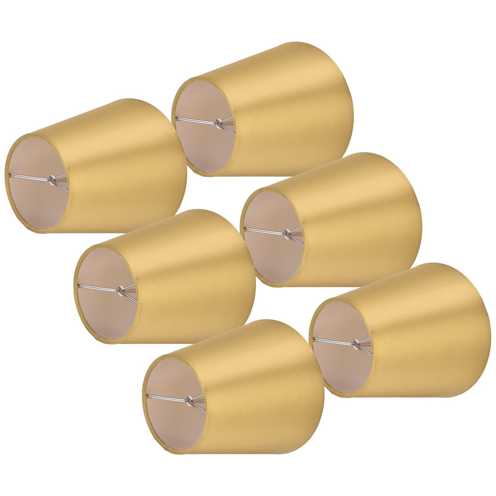 6PCS E14 Lamp Shade Fabric Lampshade Table Lamp Ceiling Lamp Shade for Bedroom Living RoomGold PX153
