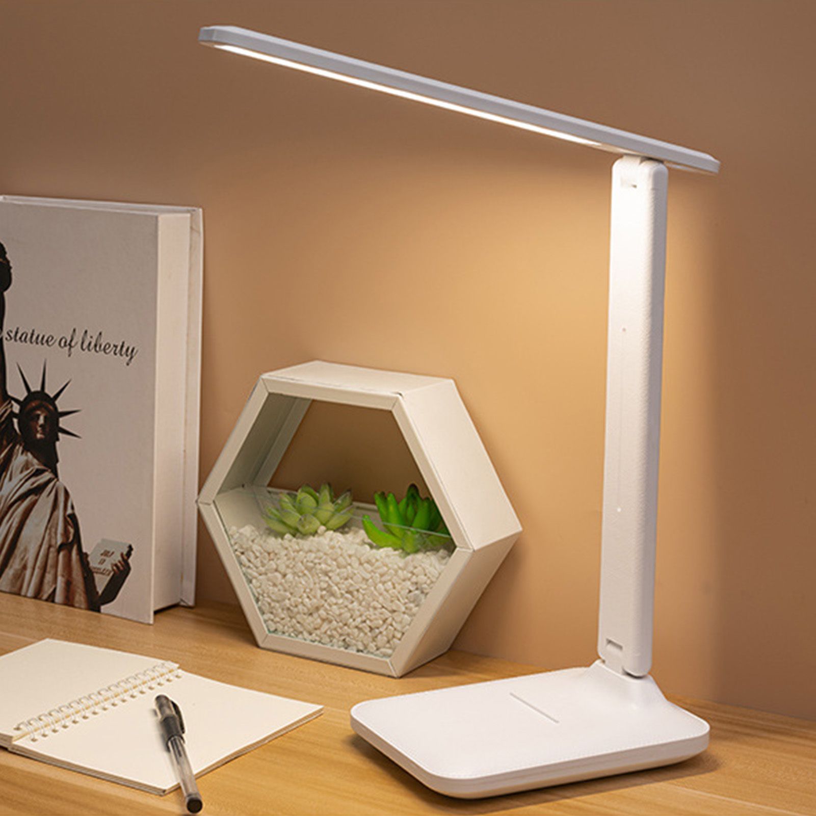 Table Lamp Eye Protection Touch Dimming Plug In 180 Degree Flip Folding Stand Design LED Learning Desk Lamp