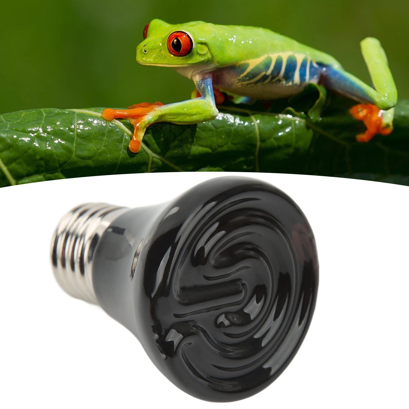 Ceramic Reptile Heat Lamp Bulb Mini Infrared Heat Ceramic Amphibian Heating Lamp for Lizards Reptiles 220V‑240V 100W Black