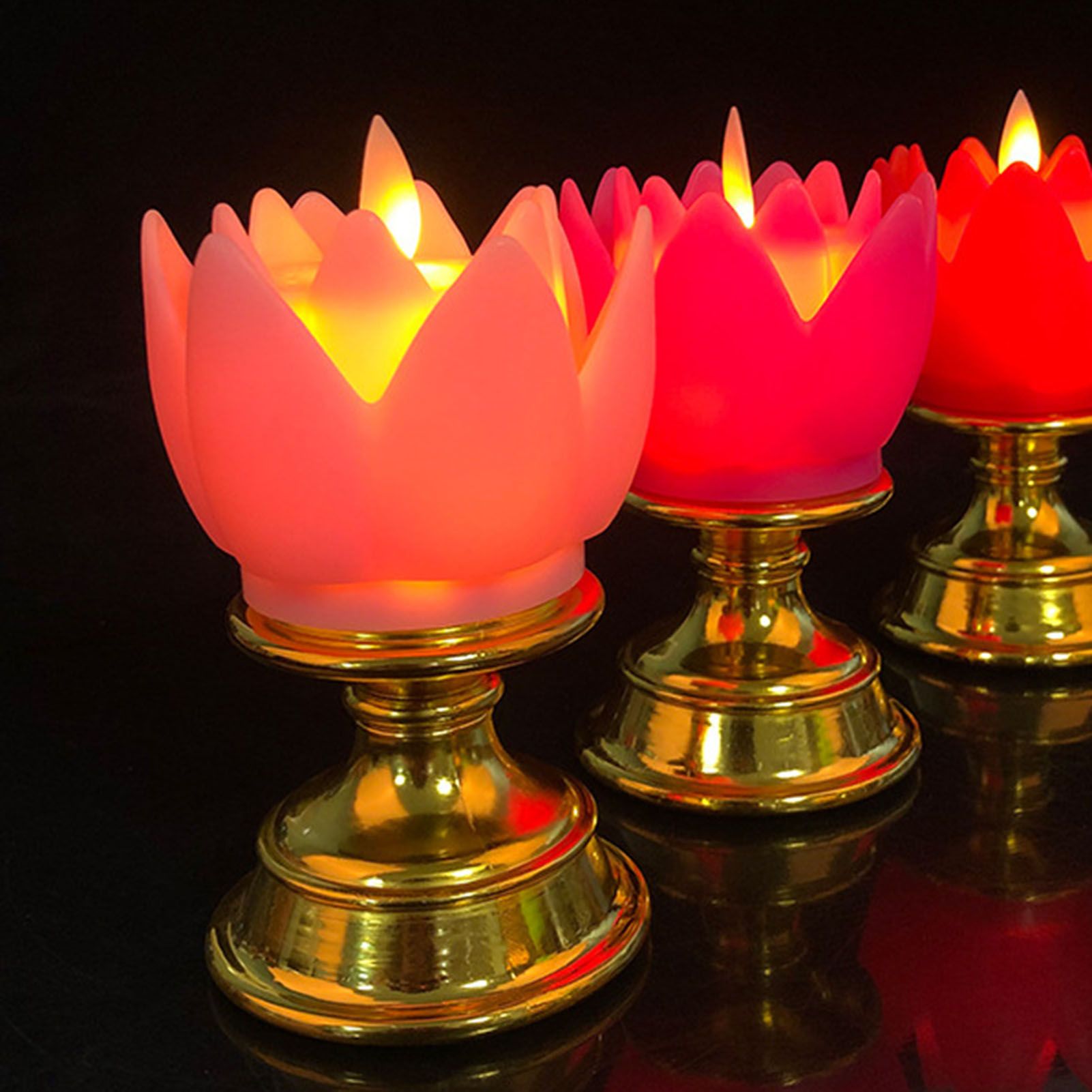LED Lotus Lamp Colorful LED Soft Natural Light Lifelike Safe Odorless Durable Buddha Lamp for Bedroom Office Living Room Pink